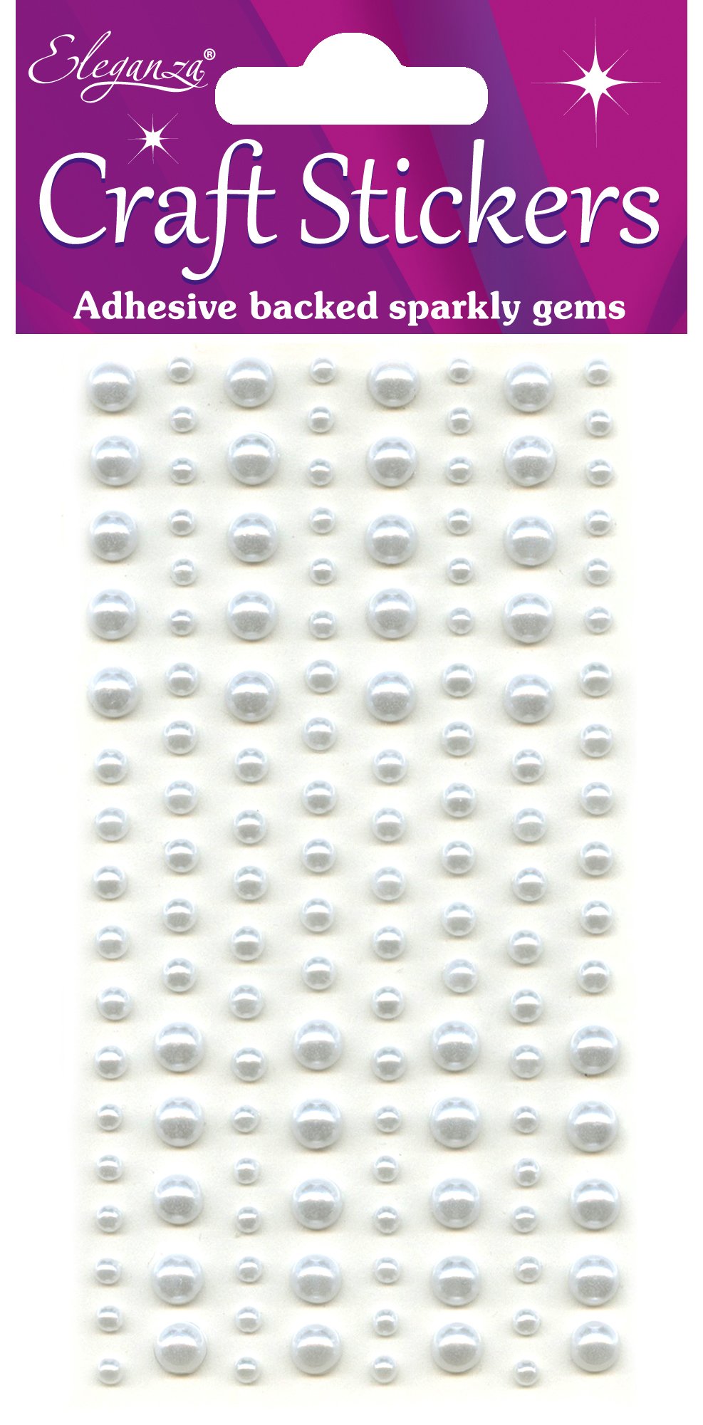 ELEGANZA Pearls 136 Pieces, Synthetic Material, White, 16.5 x 7.6 x 0.4 cm