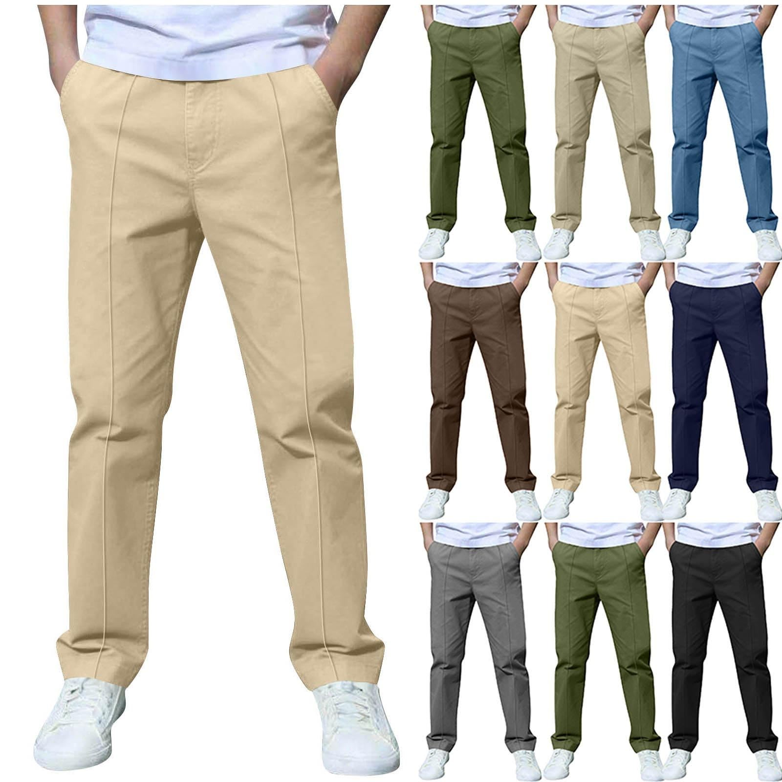 Boys Pants Elastic Waist Trousers Youth Chinos Trousers Pull On Relaxed School Uniform Pants Comfort Twill Pants