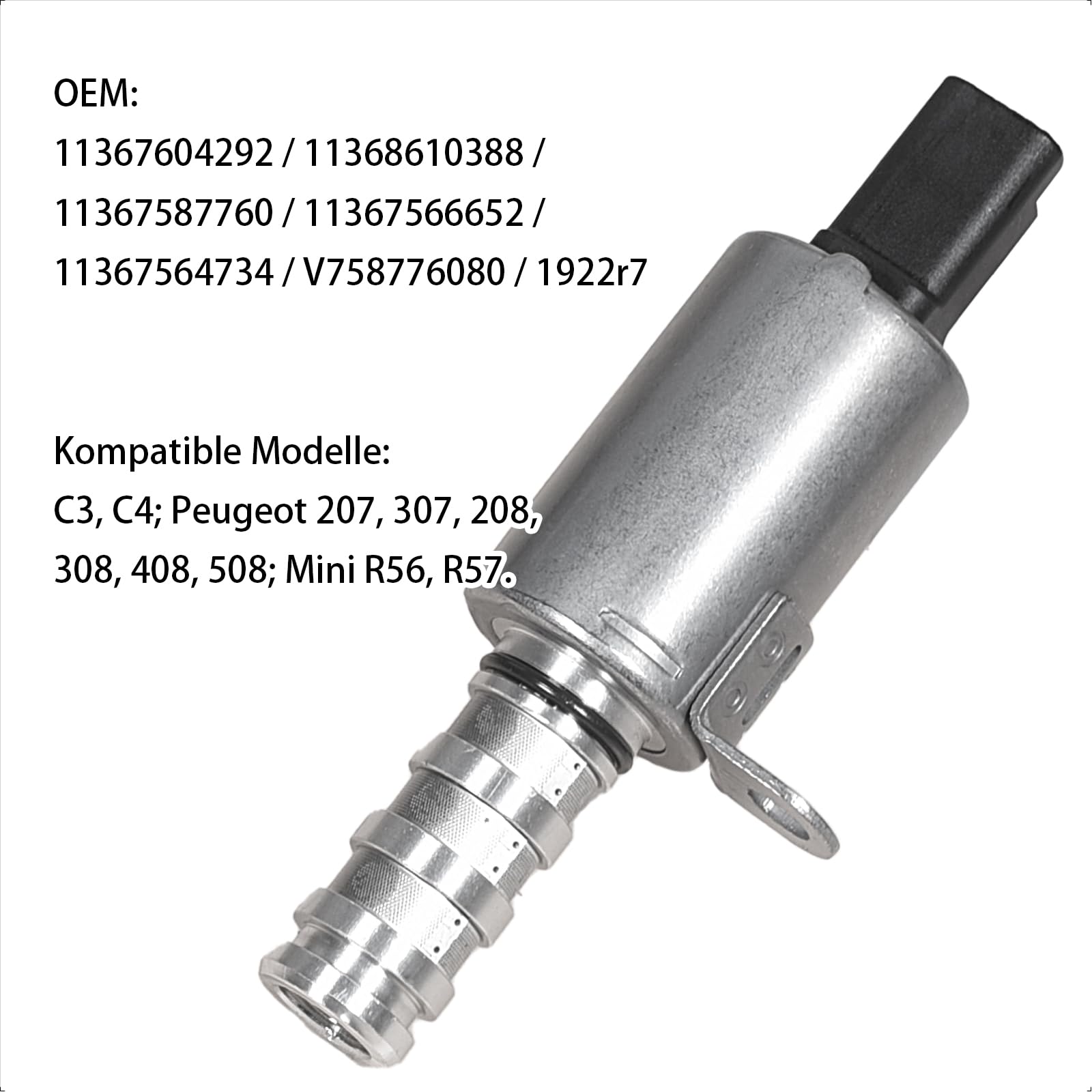 Nockenwellen-Steuermagnetventil 11367604292, 11367587760, 11368610388 für BMW 1er F20 F21 3er F30 F31 F80, MINI R56 R55 R60, VVT, Ölregelventil, Magnetventil, variabler Ventilsteuerung 1X