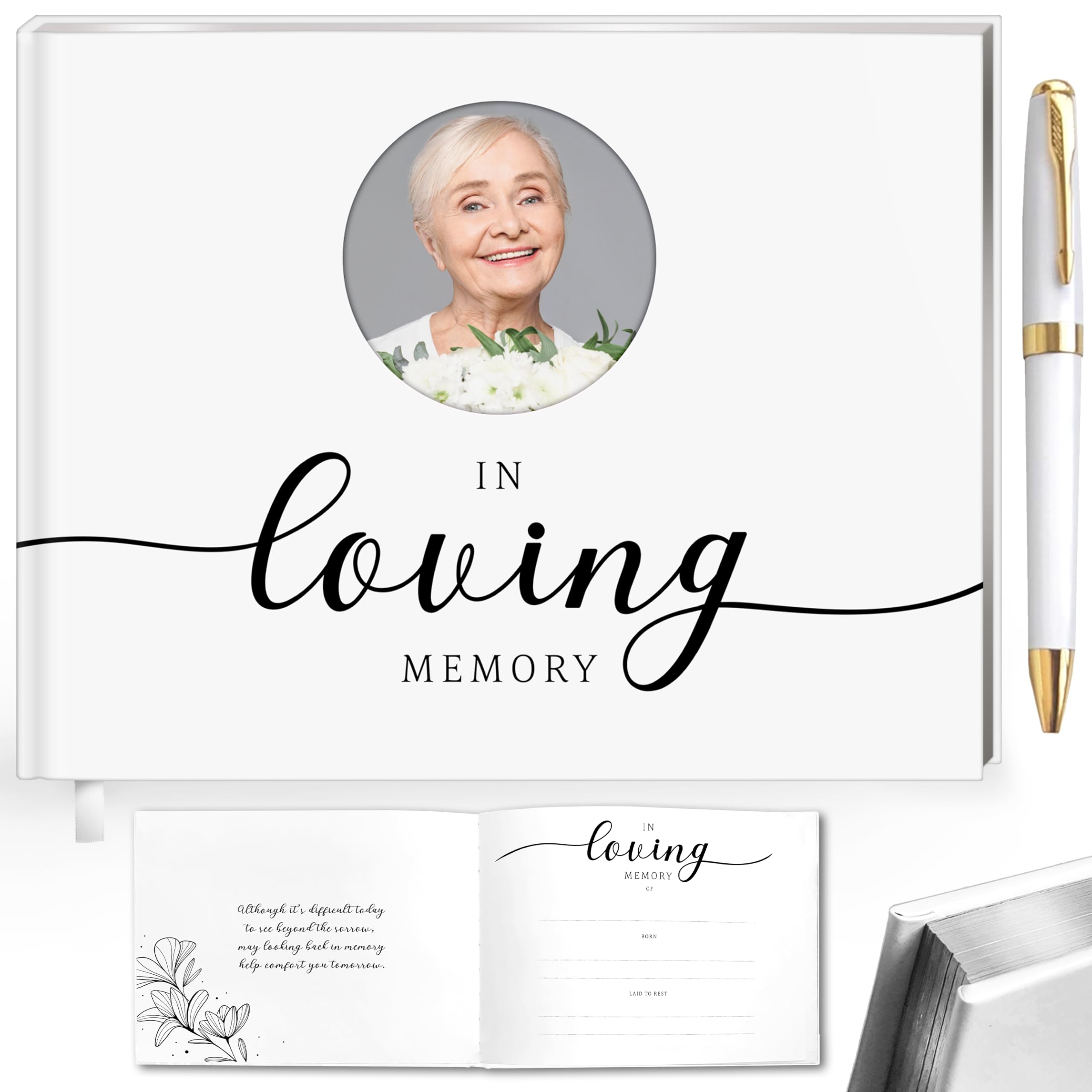 FORESTBLACK in Loving Memory Funeral Guestbook with Pen, Memorial Service Guest Book, Memorial Guest Book, Memorial Book, Funeral Book, Signature Book, Funeral Book Guest