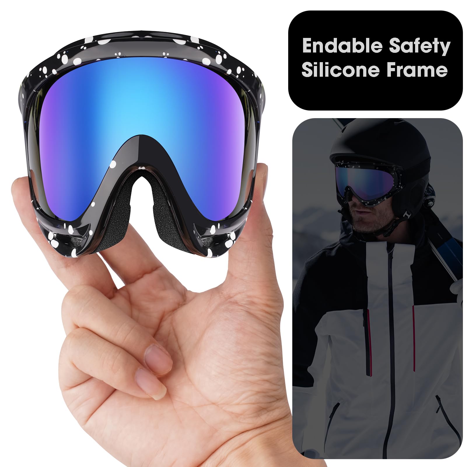 Braylin Confezione da 2 occhiali da sci da neve, occhiali da snowboard per uomini, donne, ragazzi, bambini, ragazzi o ragazze, occhiali da motoslitta