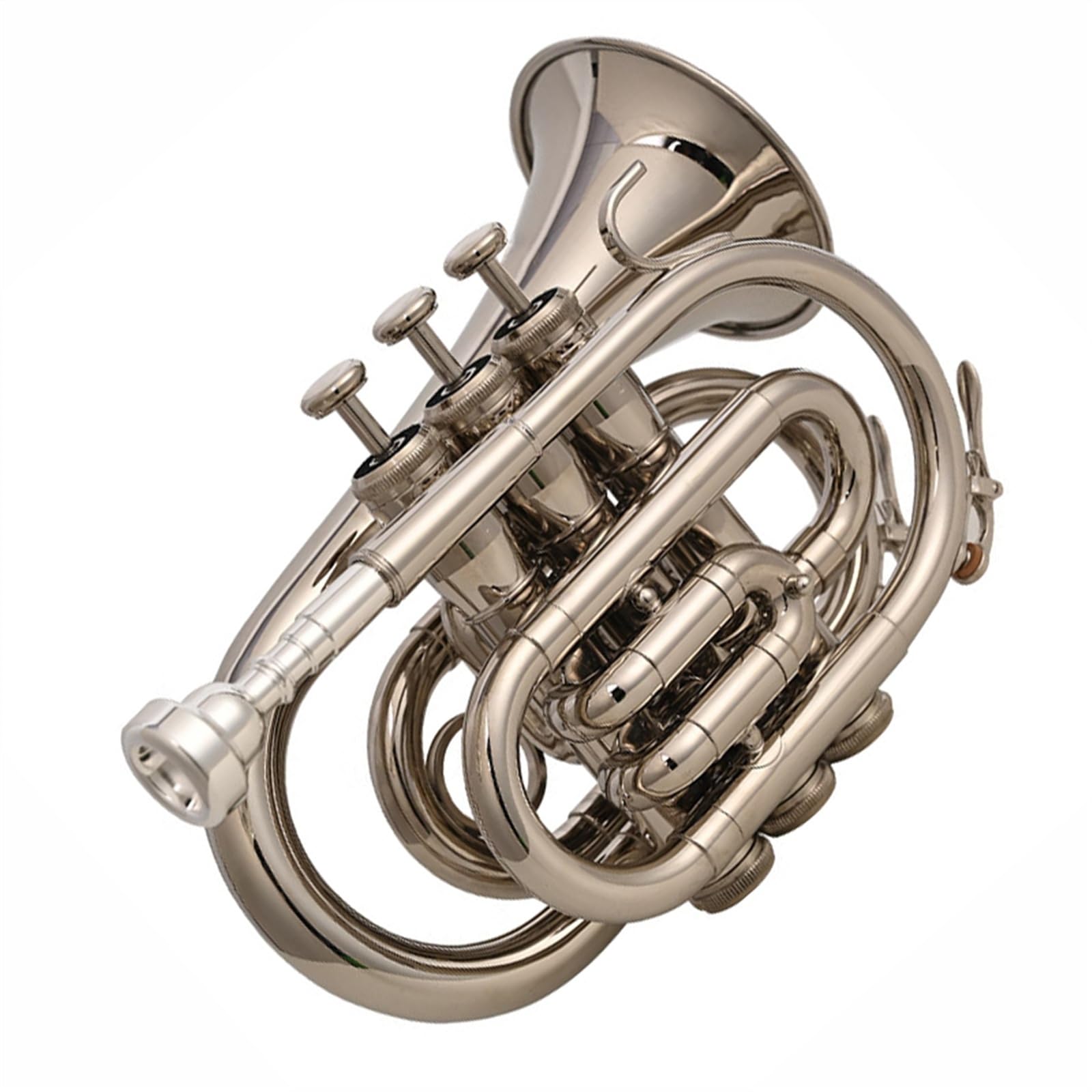Standard Trąbka B-dur Kieszonkowa Trąbka Instrument Muzyczny Dla Dorosłych Początkujących Profesjonalny Mosiądz Stal Nierdzewna Trąbka Ton(Silver)