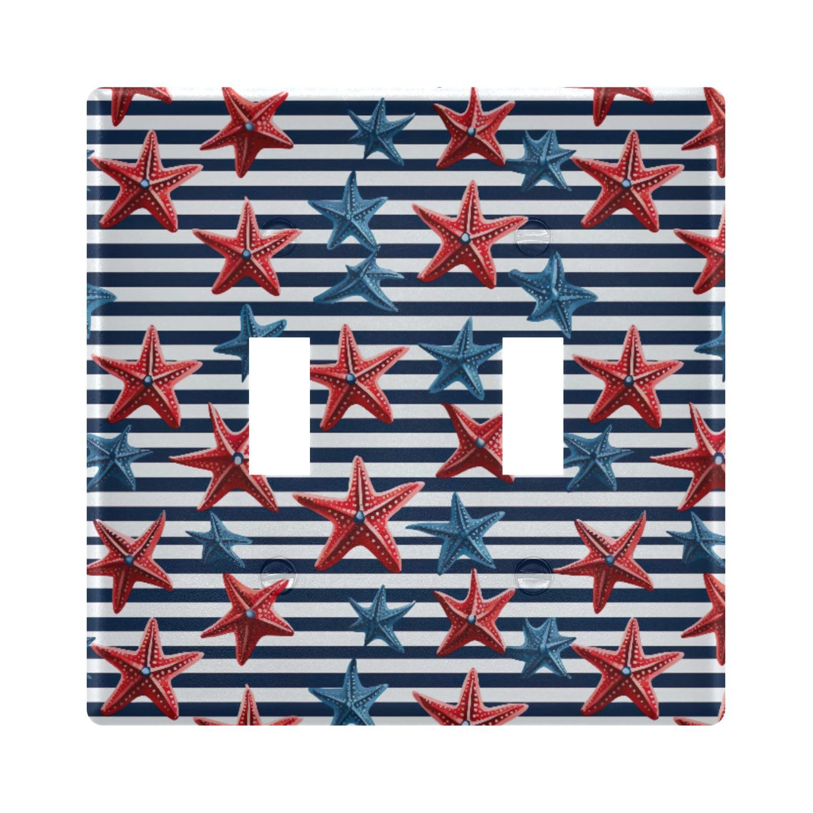 UMIRIKO Starfish Blue Stripe Light Switch Cover Plate Covers Decorative Double Toggle Home Decor 202a8799