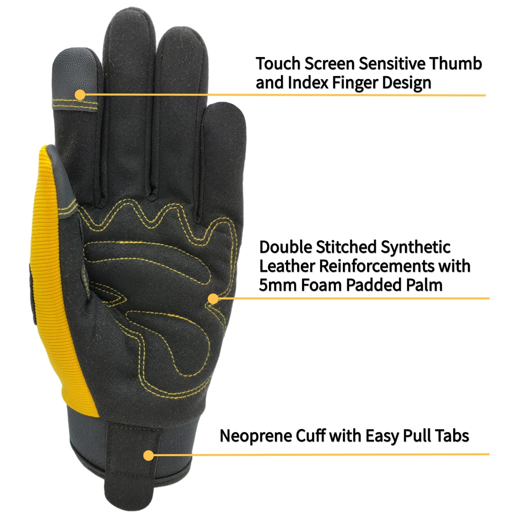 Guantes de jardinería resistentes a las espinas y a la perforación con asa, guantes de jardinería para mujer, guantes de trabajo de cuero, regalos (guantes de trabajo amarillos, talla XL)