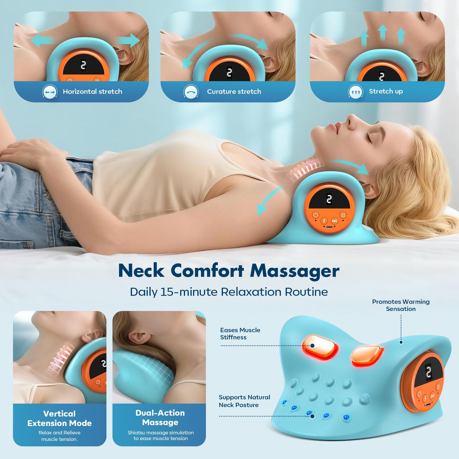 2026 Nouvel Appareil De Massage Cervical, Masseur Cervical 3 En 1 | 3 Niveaux De Compresse Chaude Et De Vibration, 9 Niveaux d'Intensité,Adapté Pour Une Utilisation Au Travail, à La Maison