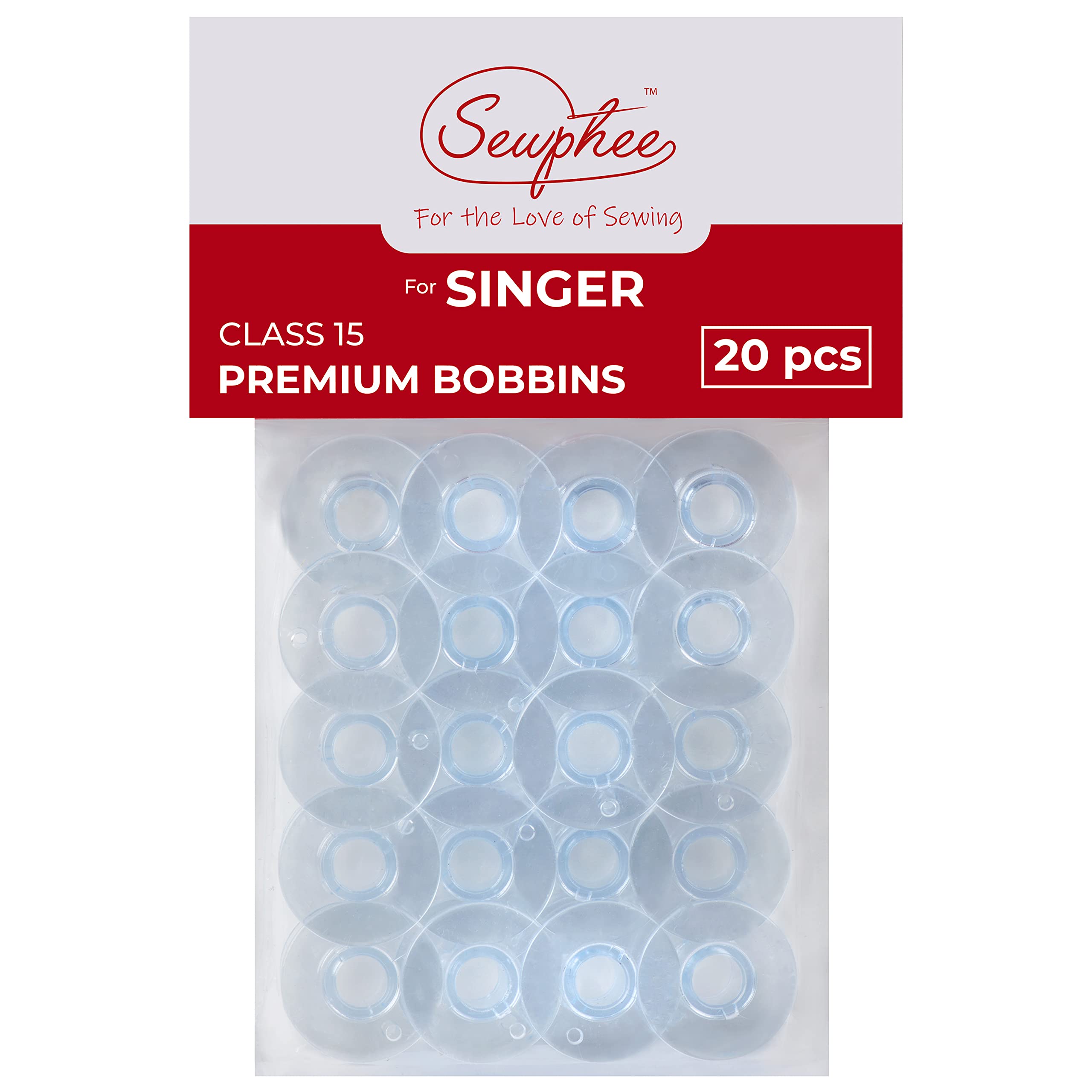Sewphee20pcs Bobbins fits Singer Sewing Machine - Class 15 Plastic Bobbins, 81348