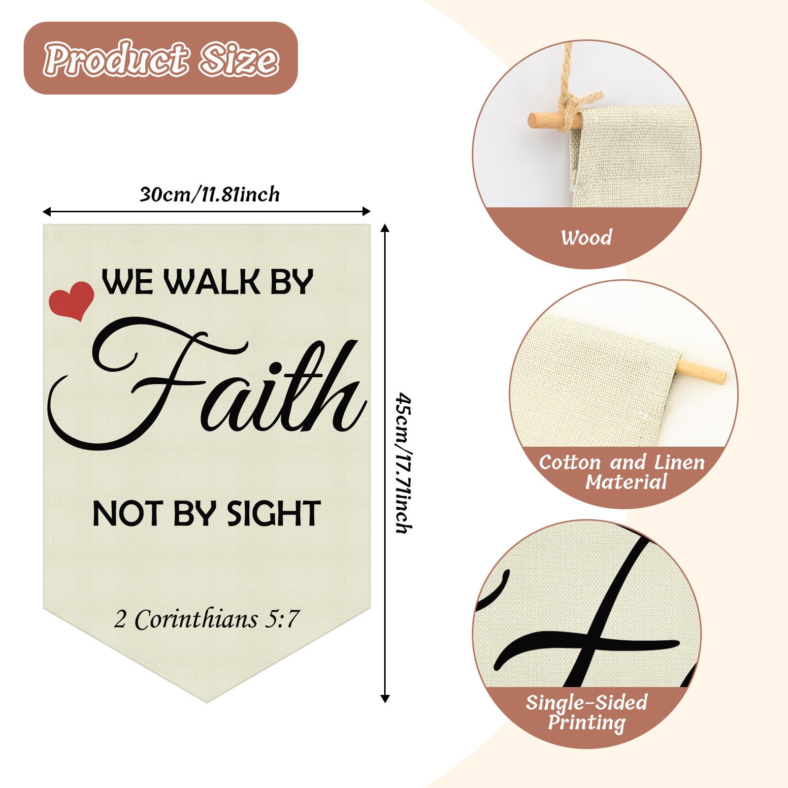 Inspirational Bible Verses Wall Banners Religious Hanging Banner Pennant Flag Christian Faith Gifts Wall Decor for Nursery Bible Verse Gift for Bedroom Living Room Christmas Birthday Presents