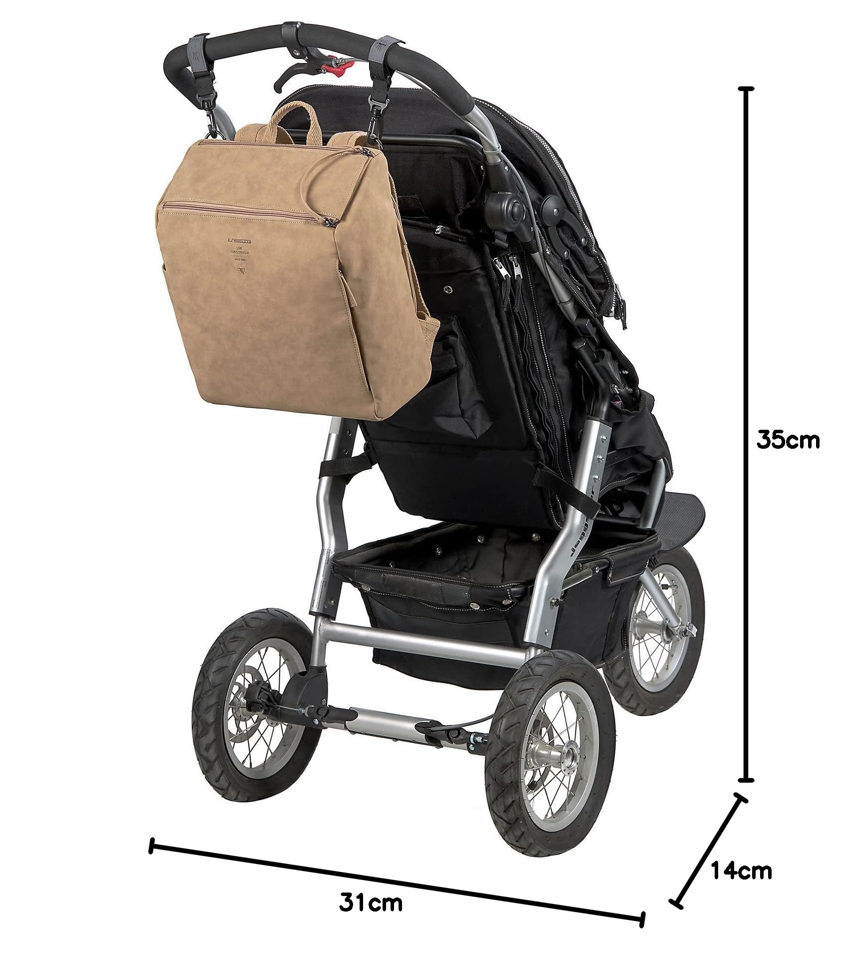 LÄSSIG Baby Wickelrucksack Wickeltasche veganes Leder Tender Backpack camel 1 Stück