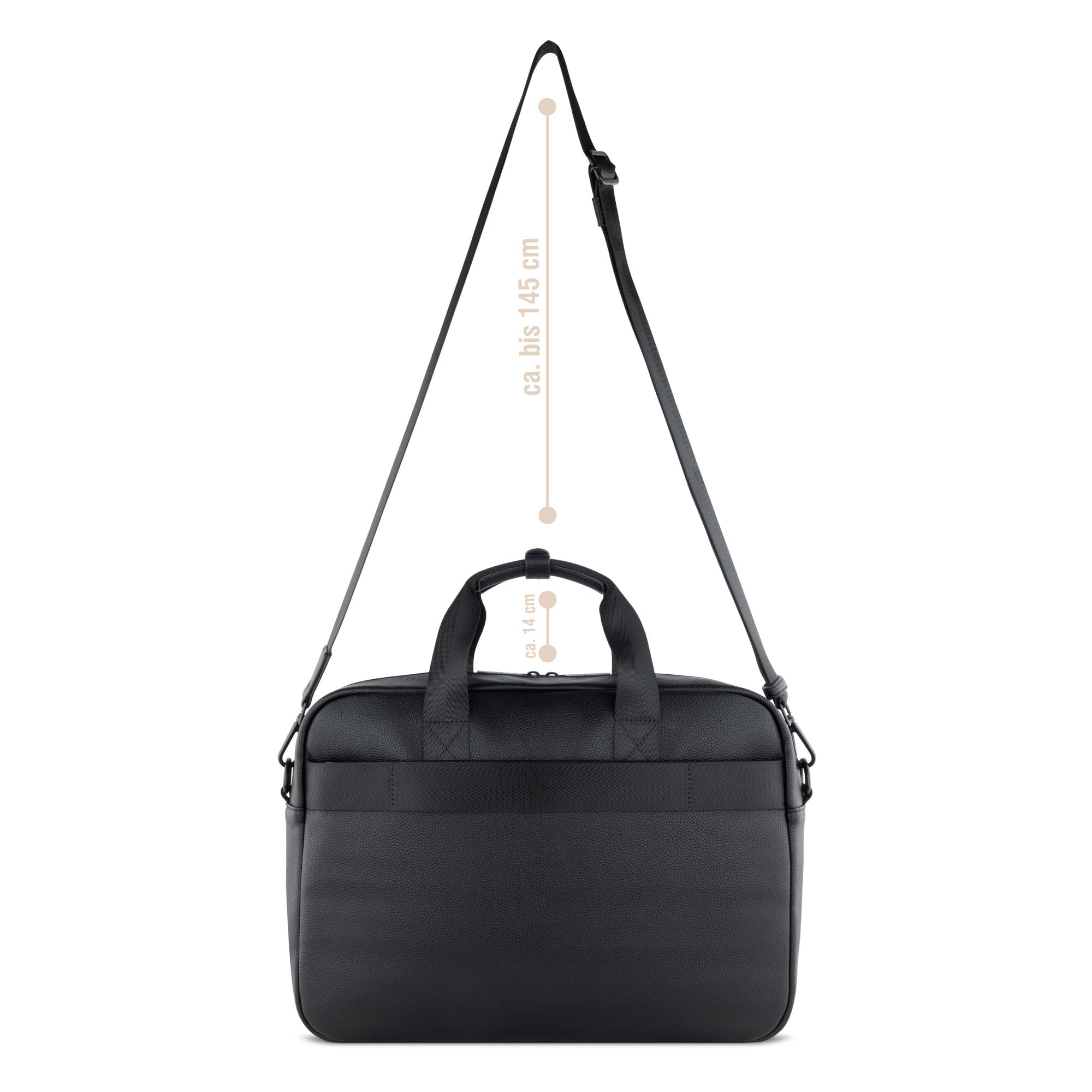 bugatti Rico Maletín, elegante maletín de negocios con compartimento para portátil de 15 pulgadas en negro