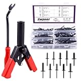 131Pcs Poly Rivet Gun Set with 1Pcs Rivet Removal Tool, 90Pcs Poly Rivet Assortment Kit Tool for All Plastic Rivets Safe Metal or Plastic Clips Removal - Free Fastener Remover Included