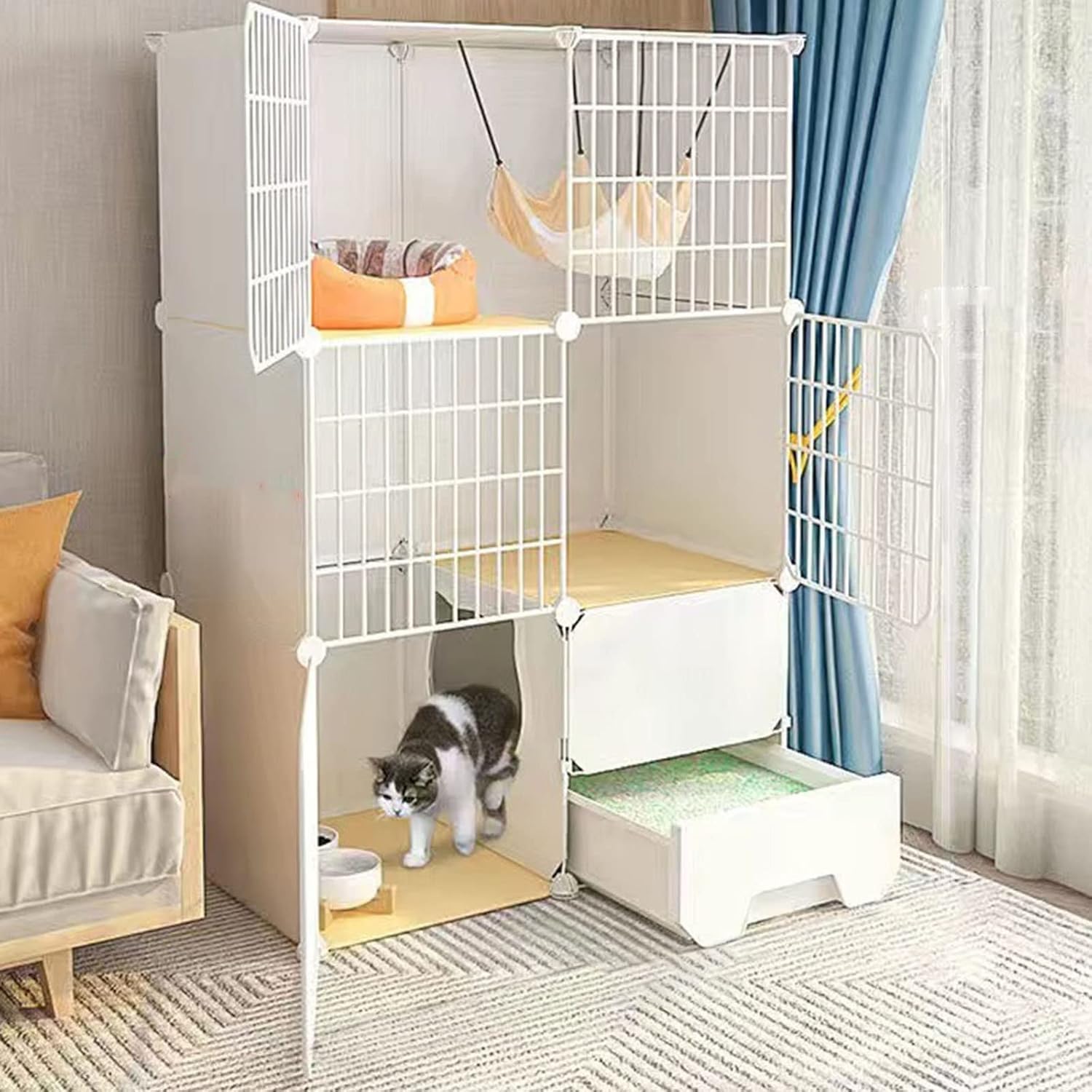 Gabbia for Gatti: Fai da Te, Staccabile e da Interno(Fully Fitted,75 * 49 * 111CM)