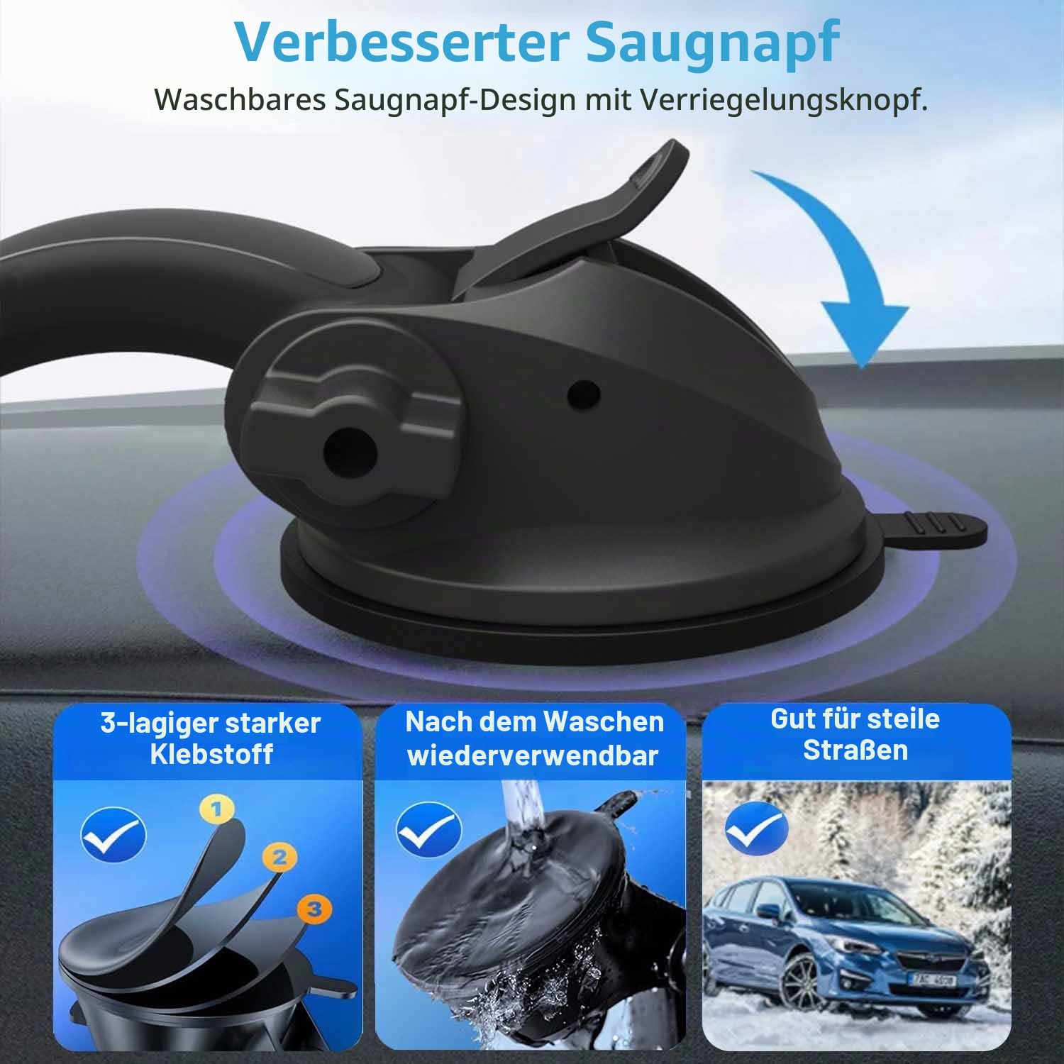 Tablet Halterung Auto Armaturenbrett Halter for 4-13'' iPad Handy, Truck KFZ Pkw Windschutzscheibe Halter mit Saugnapf für iPadPro 12.9iPad Air Mini, Samsung Tab, Kindle Fire HD,iPhone, Black