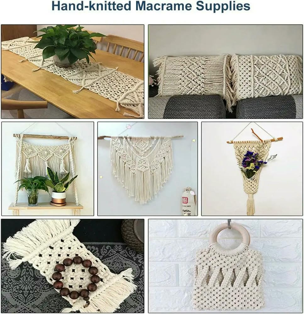 Cordon en macramé Fait Main, décoration bohème, 1/2/3/4/5/6 mm, Corde en Coton Beige torsadée, Fourniture de décoration de Mariage pour la Maison
