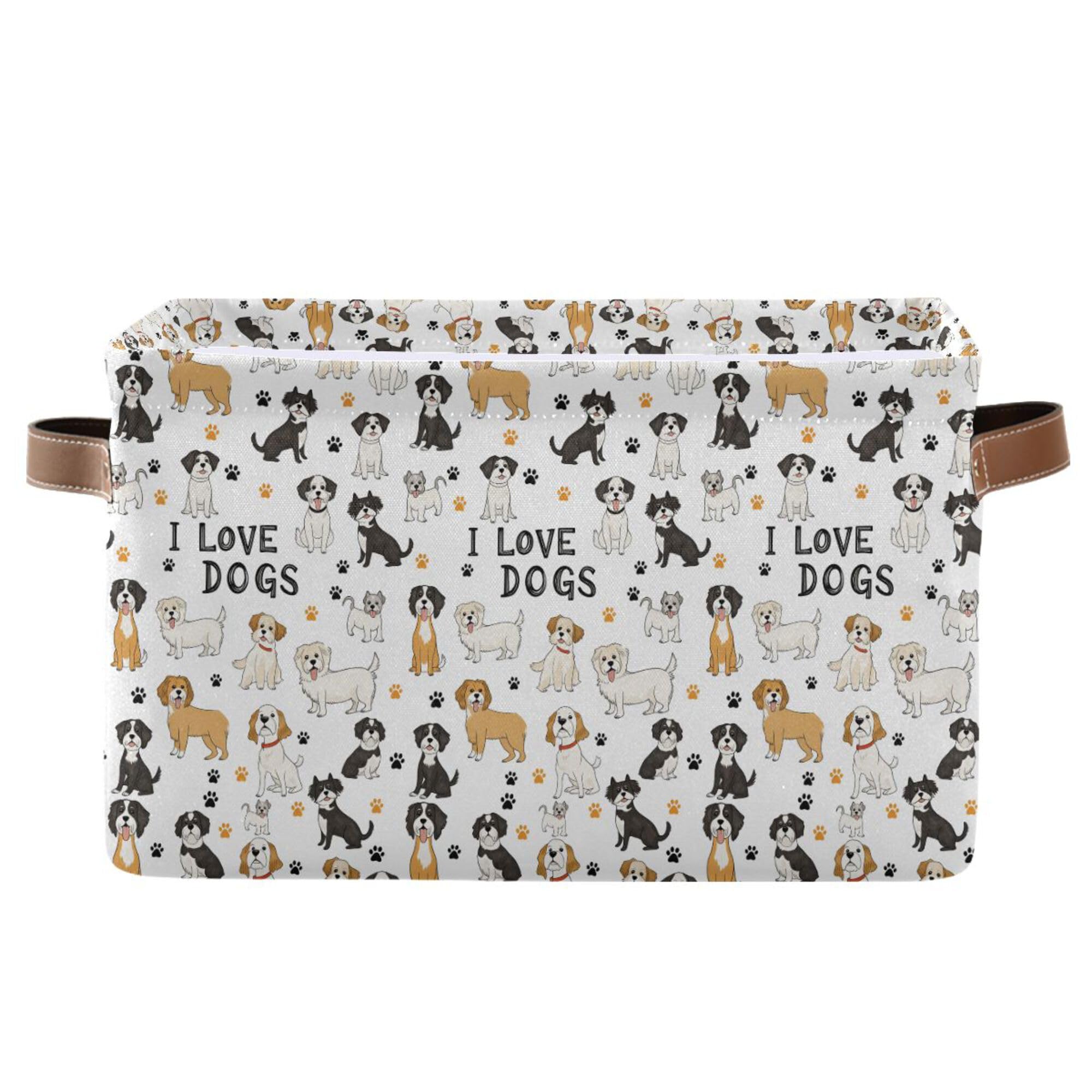 Wamika Bernese Mountain Dog Storage Basket Fabric Pet Toy Baskets Cute Dogs Puppy Paws Open Home Storage Bins Boxes Foldable Organizer Bag for Pet Toy Bathroom Shelf Closet Baskets 16×12×8 Inches