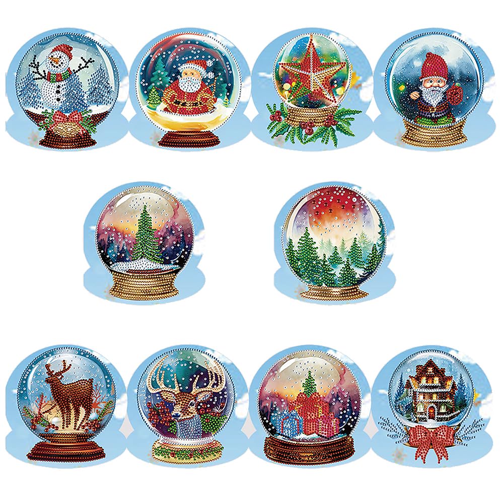 12PCS Diamond Art Christmas Cards DIY Diamond-Painting Greeting Card Set