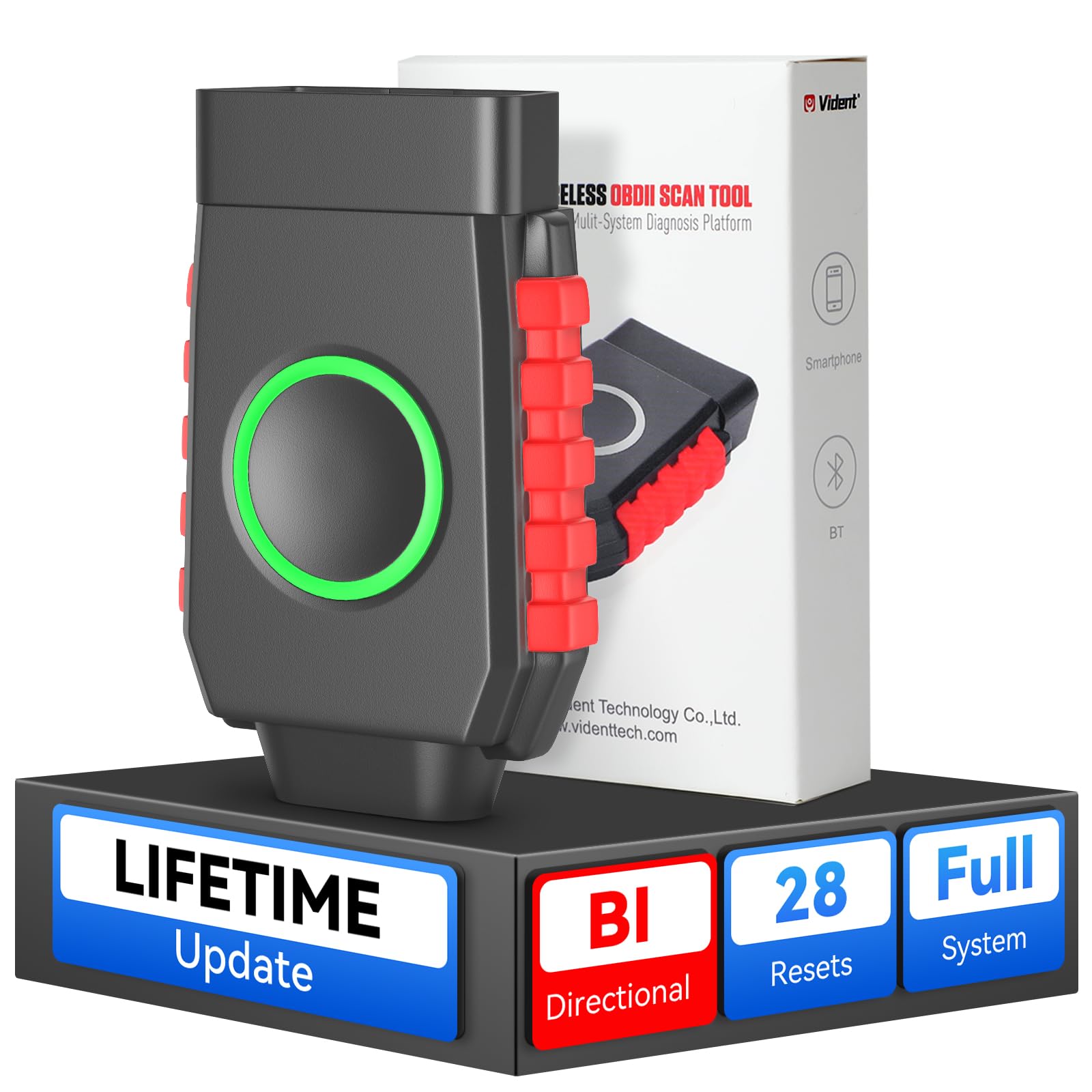 Bidirectional Wireless OBD2 Scanner for iOS & Android, VIDENT iSmartDiag 510 PRO Scan Tool with Lifetime Updates, 28 Resets, All System Diagnostics,