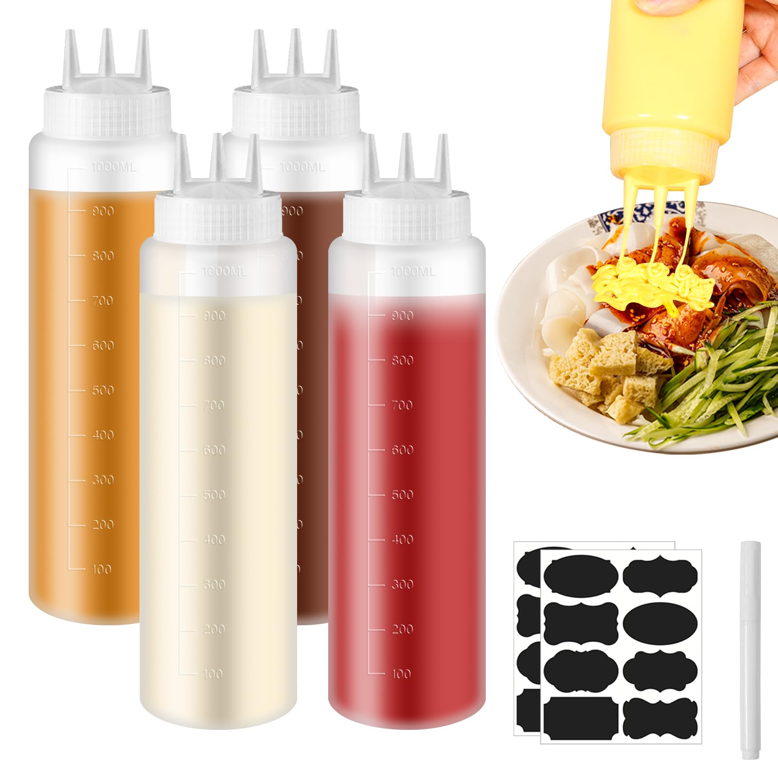 APACALI 14 stuks knijpflessen, 240 ml plastic knijpflessen met doppen, sausfles, knijpflessen, ketchup fles voor condimentsaus dressings, mosterd ketchup oliën APACALI 14 stuks knijpflessen, 240 ml plastic knijpflessen met doppen, sausfles, knijpflessen, ketchup fles voor condimentsaus dressings, mosterd ketchup oliën