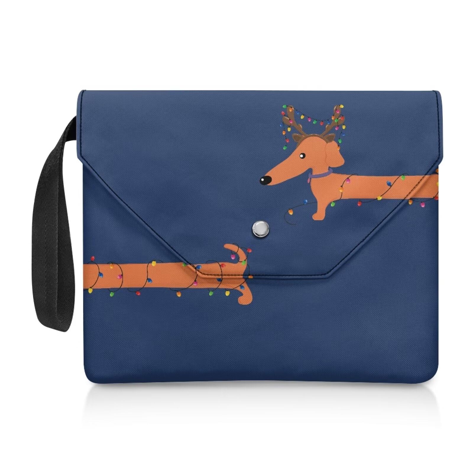NETILGEN Book Sleeve Case Book Sleeve Protector Book Sox for Paperback Hardcover Notebook with Extra Sleeve Pocket Book Nerd Gifts for Kids Teens Adult, Dachshund Dog Dark Blue