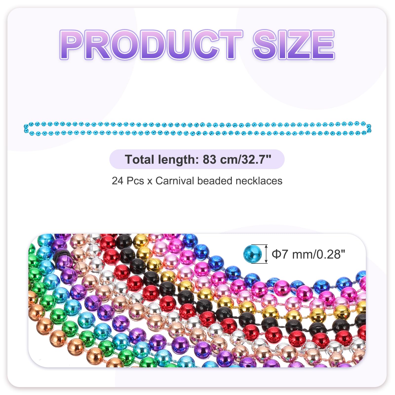 HARFINGTON 24 Pcs Mardi Gras Beads Necklaces, 7mm 33