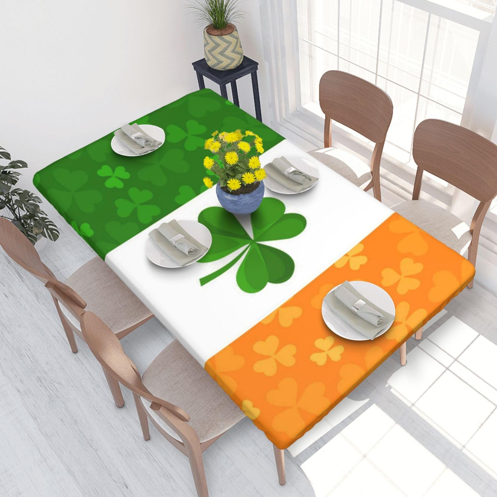 BNVSADC irish flag Printed 4FT Tablecloth 122x76 CM Polyester Kitchen Water Resistant Table Cloth Dining Table Decoration Table Covers