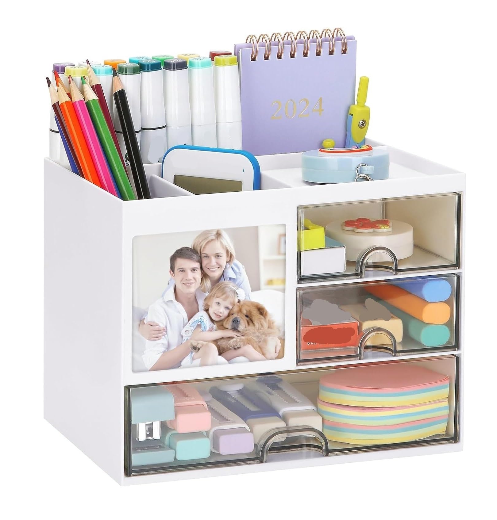Organizzatore Scrivania Organizer da Scrivania Multifunzione con Cassetti in Plastica per Cosmetici, Trucco E Vanità, per Riporre Oggetti Ufficio