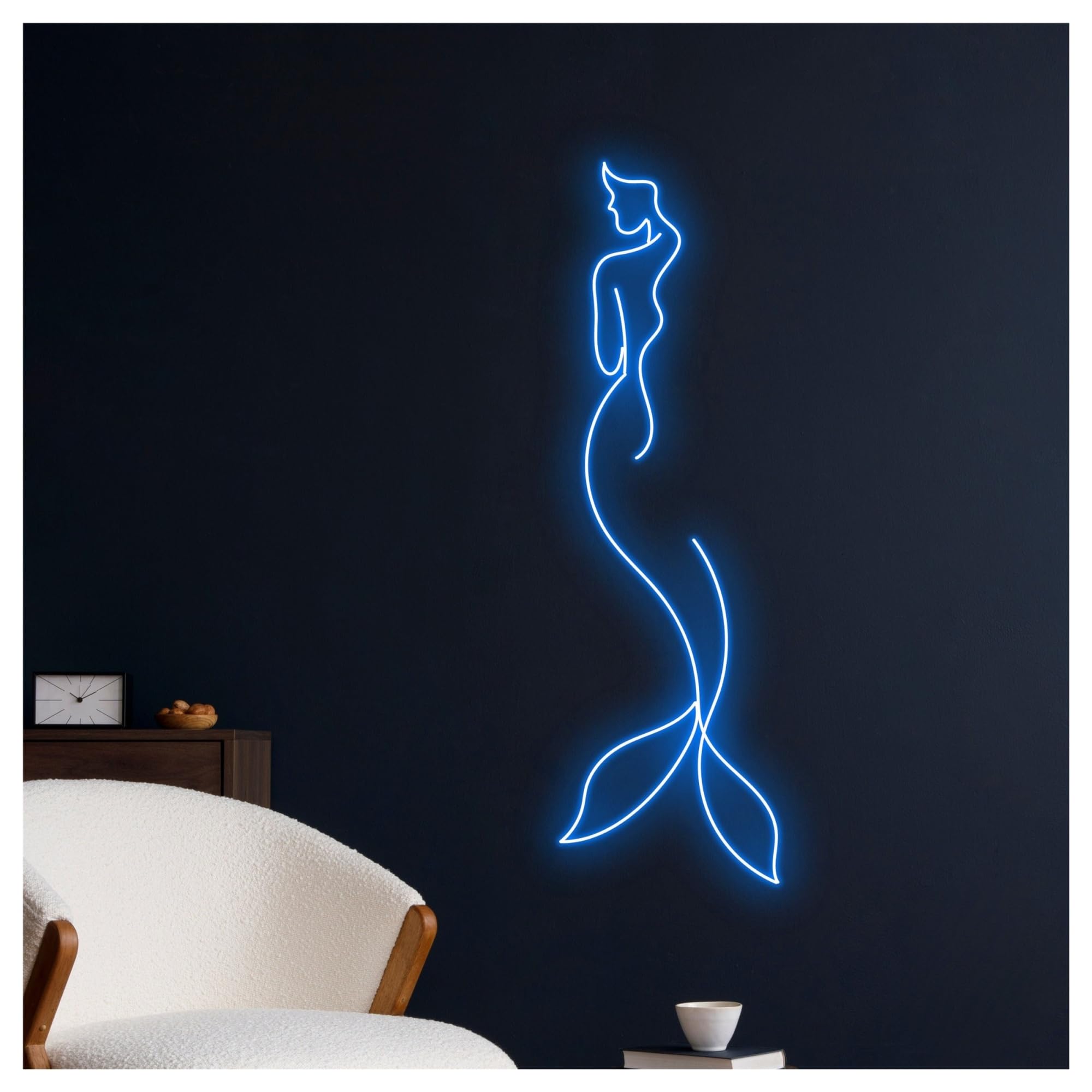 Luces de neón Letrero De Neón Sirena, Decoración Pared Para Habitación Niña Y Mujer, Para Bar, Cueva Hombre, Dormitorio, Hotel, Tienda, Garaje, Juego, Fiesta, 50cm(Azul)