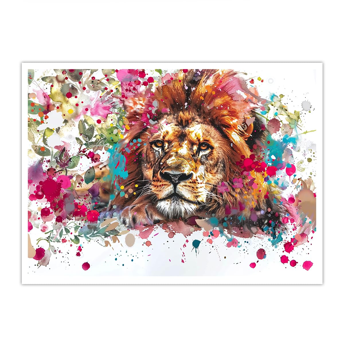 OSHIONARTE Graffiti Wall Art Colourful Abstract Lion Canvas Poster for Bedroom Modern Abstract Wall Décor for Living Room Office Home Decor 35x45cm Frameless