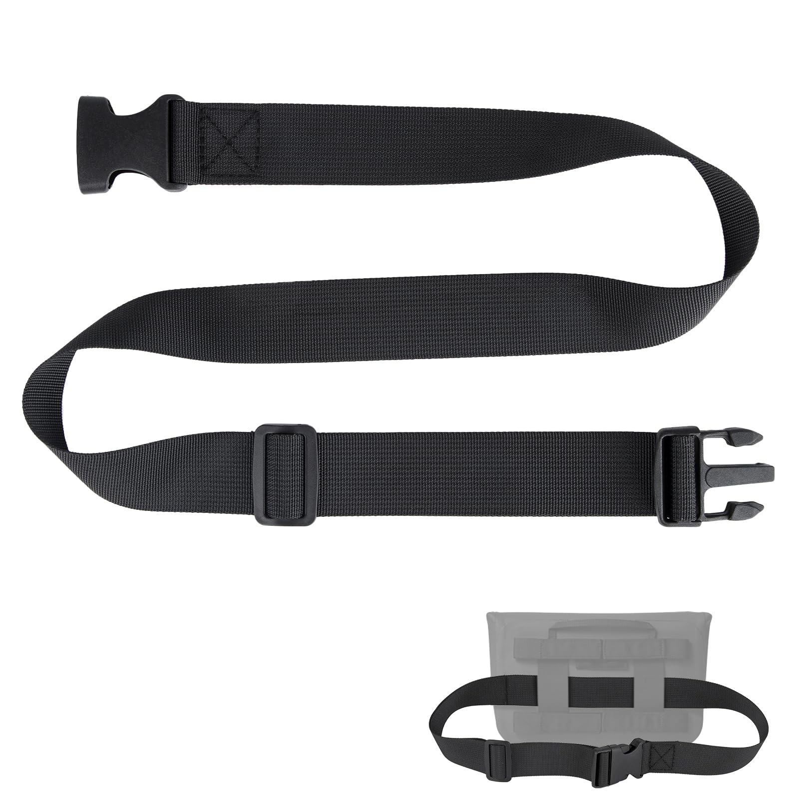 Fevbcnrj Nylon Strap with Buckle Compatible with Yeti Sidekick SideClick, 1.18" x 39.37" Adjustable Quick Release Buckle Strap, Attach to Dry Gear Case for Wear, Ideal for Outdoor Activities, Black