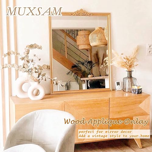 Miniatura 4 de MUXSAM Juego de 4 calcomanías decorativas de tallado en madera larga sin pintar, para pared, puerta, armario, armario, tocador, mantel, escalera,