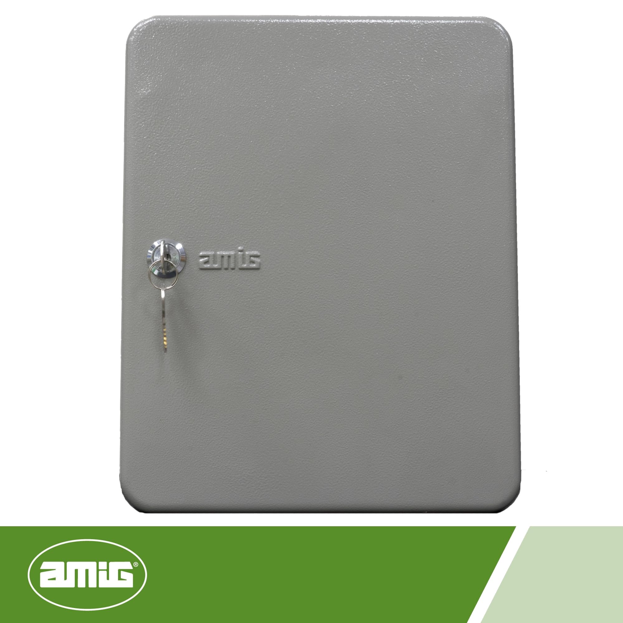 Amig - Boîte Porte-clé Murale Mod.2171 en Acier Finition époxy Gris avec Serrure de sécurité et 2 clés brutes | suspensions avec capacité de 45 clés | Dimensions : 300 x 240 x 70 mm