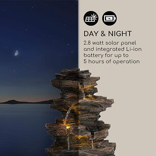 Miniatura 7 de BLUMFELDT Messina Fuente de agua solar para jardín al aire libre, fuente solar para exteriores, fuentes de agua para interiores y exteriores, caídas