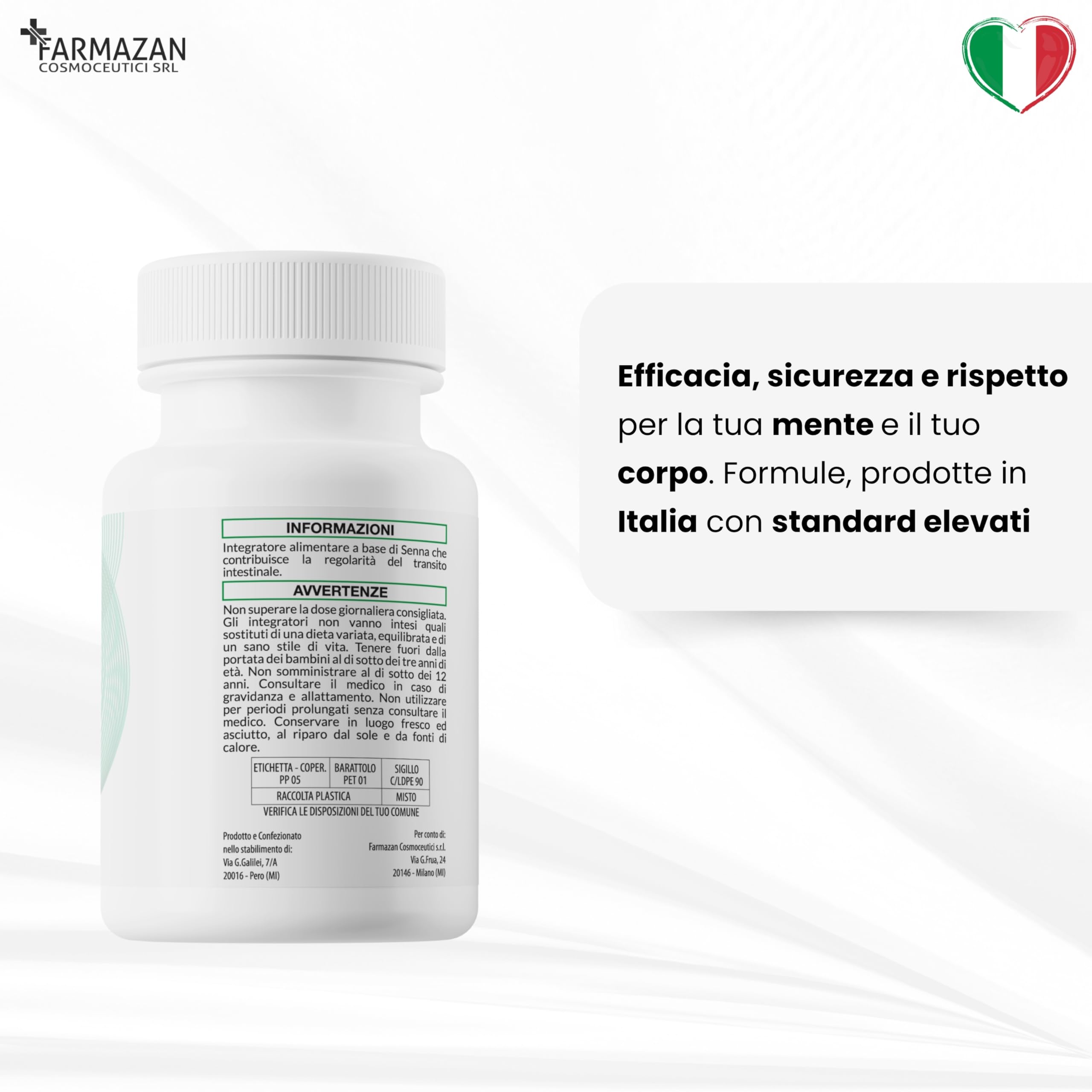 Farmazan Senna, 100 Compresse da 200mg, Integratore Alimentare a Base di Senna, che Contribuisce alla Regolarità del Transito Intestinale, Senza Glutine