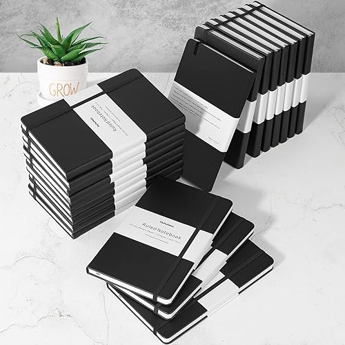 Miniatura 7 de Huhuhero Cuadernos diarios, cuaderno a rayas, diario a rayas de papel grueso de alta calidad, cuaderno de tapa dura negro para oficina, hogar,