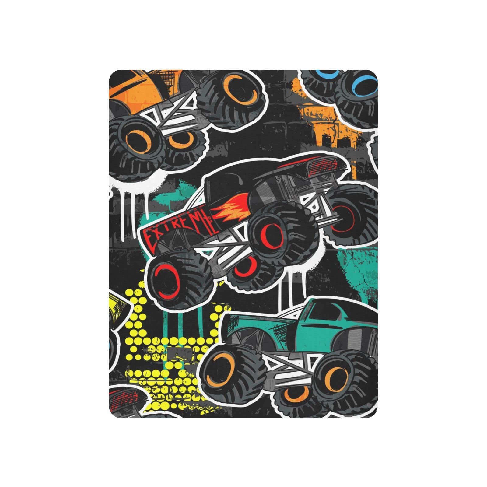 Teal Red Monster Truck Fitted Crib Sheet for Boys Girls Baby Crib Sheet Crib Mattress Sheet Breathable Crib Sheets for Toddler Bed Mattress,39 x 27 in