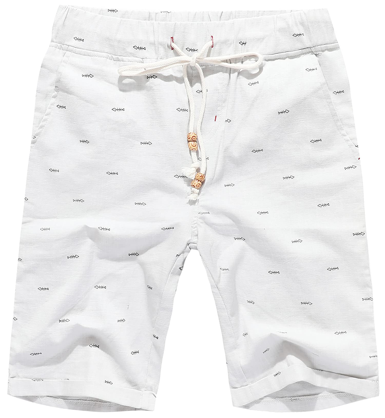 Janmid Men's Linen Shorts Casual Drawstring Summer Beach Shorts for Men