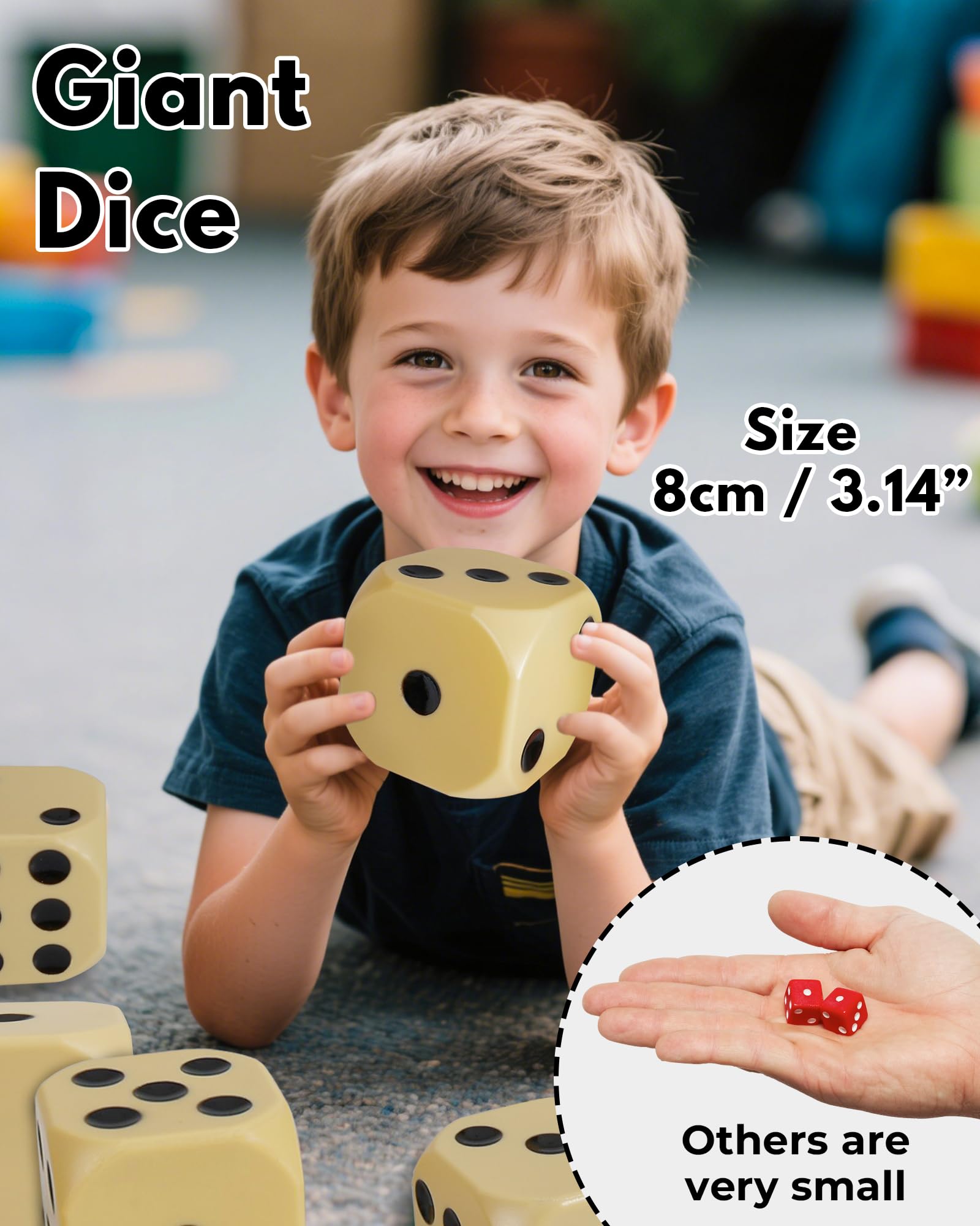 Yard Dice Set - Jumbo Plastic Lawn Dice (Not Wood) - Easy to Clean, Perfect for Backyard, Camping, and Parties - Includes Scoreboard and Marker