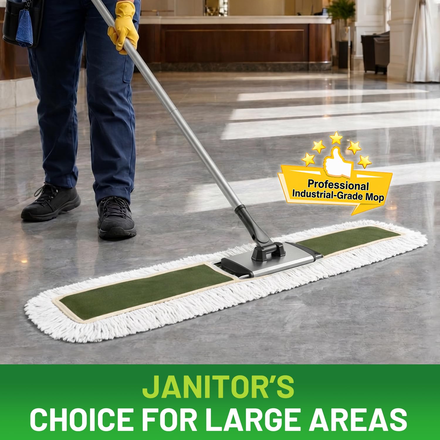 36" Commercial Dust Mop for Janitor: Dust Broom for Hardwood Floor Cleaning
