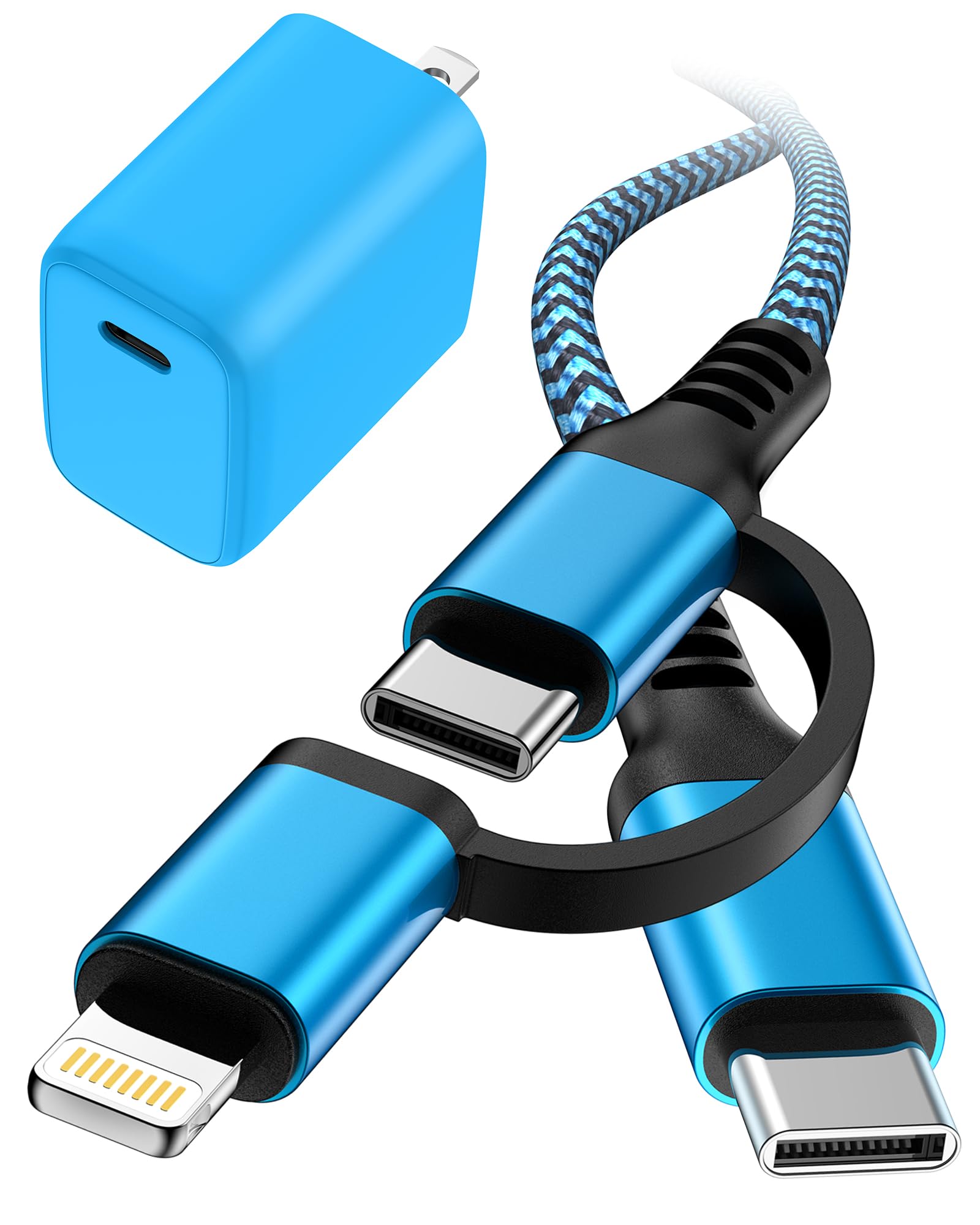 iPhone 16e/16 Pro Max 15 14 Fast Charging Adapter for Samsung Galaxy S25 Ultra S25+ S24, USB Type C Lightning for iPhone 16e 16 Plus 15 Pro Max 14, Android Charger Cable with USB C Charging Block