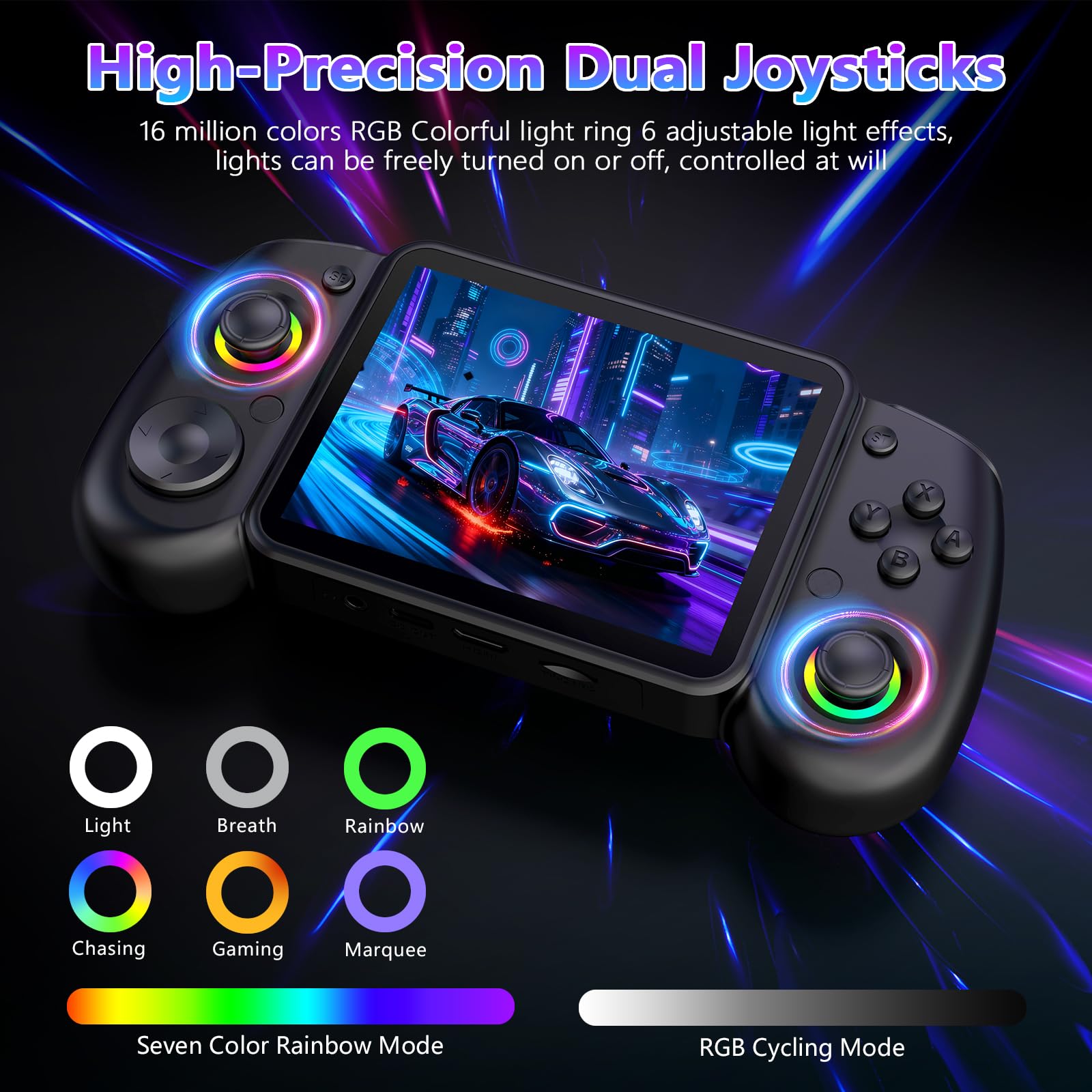 RG43H Console di gioco portatile, schermo IPS da 4,3 pollici, console di gioco retrò, batteria da 4000 mAh, supporto WiFi online, console portatile con scheda TF da 64 GB, nero