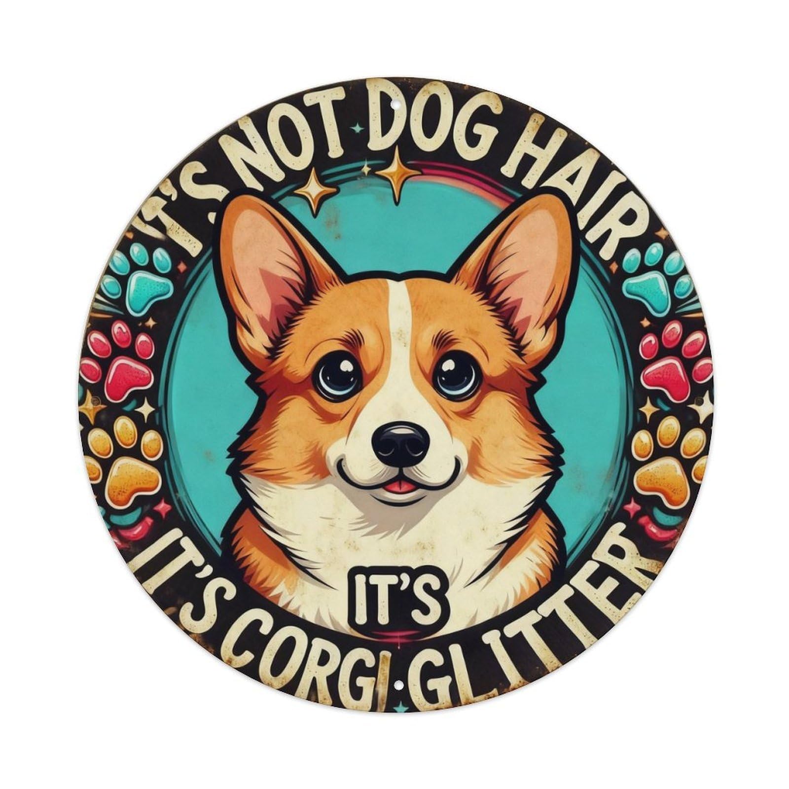 Corgi Glitter Metal Tin Sign Plaque