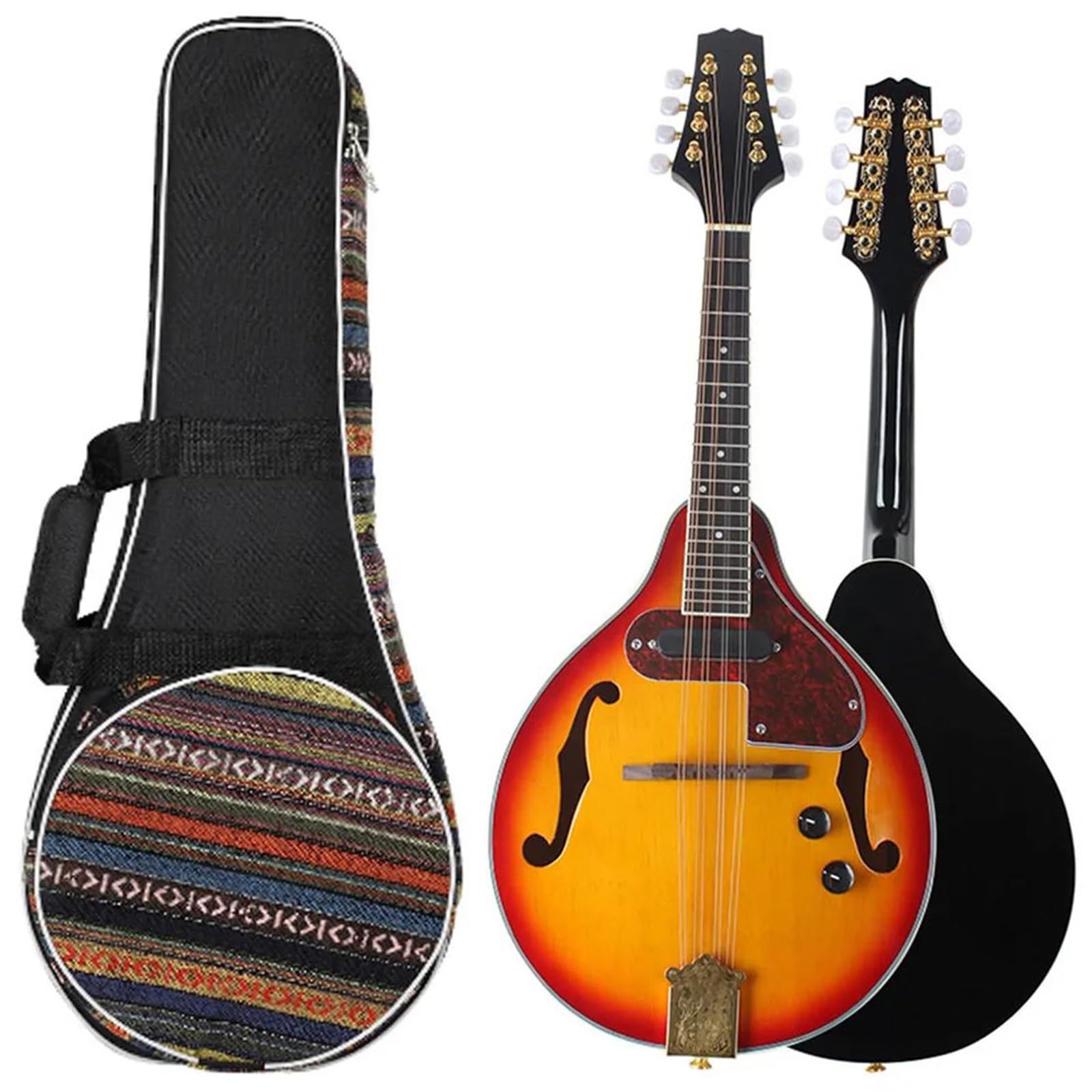 Strumento Mandolino Professionale Mandolino Elettrico A 8 Corde Per Chitarra Classica Strumento Melodico Mandolino Elettrico In Stile Con Zaino Per Il Trasporto(Set 1)