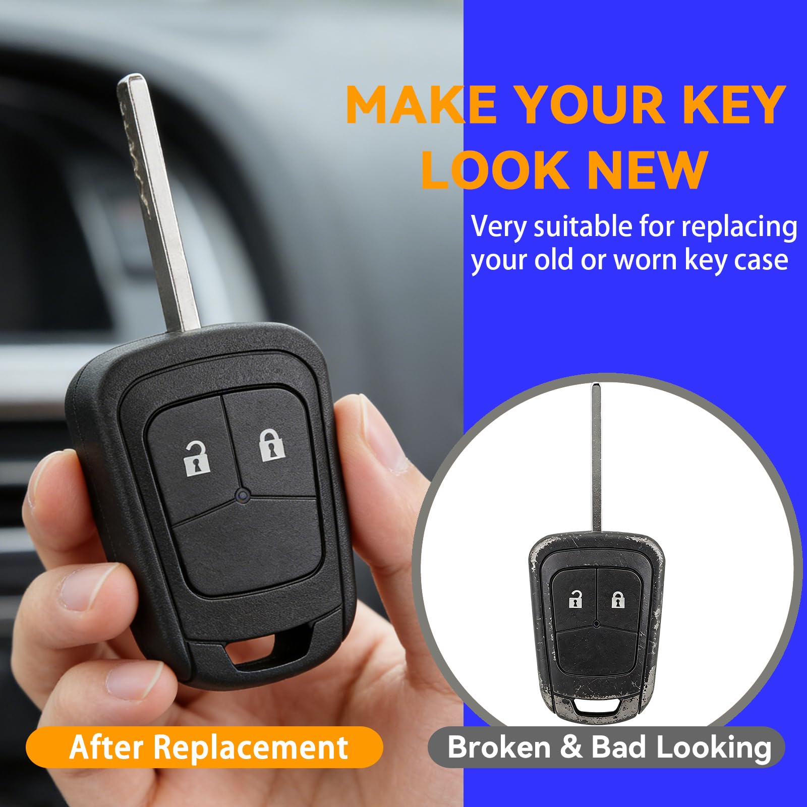 2 Button Car Key Fob Case Replacement for Opel Vauxhall Astra J Insignia MK1 Corsa D E Agila Adam Meriva Remote Key Shell with HU100 Blade with Battery — view 6