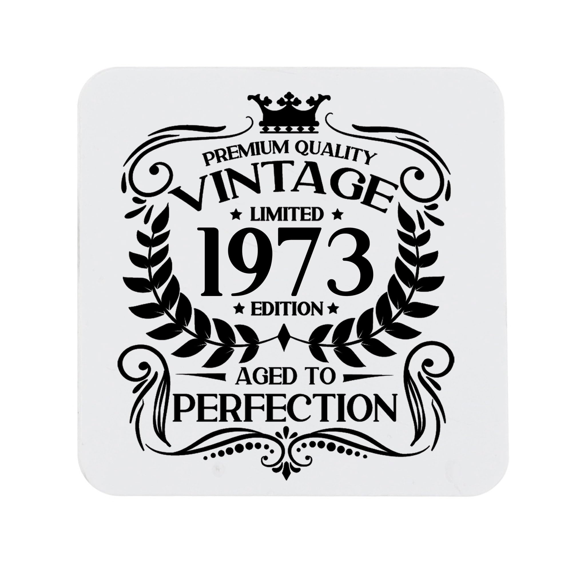 53rd Birthday Gift for Men Vintage 1973 Aged to Perfection Printed Coaster Present for 53 Year Old Etched Printed Placemat (Printed Coaster) — image 1