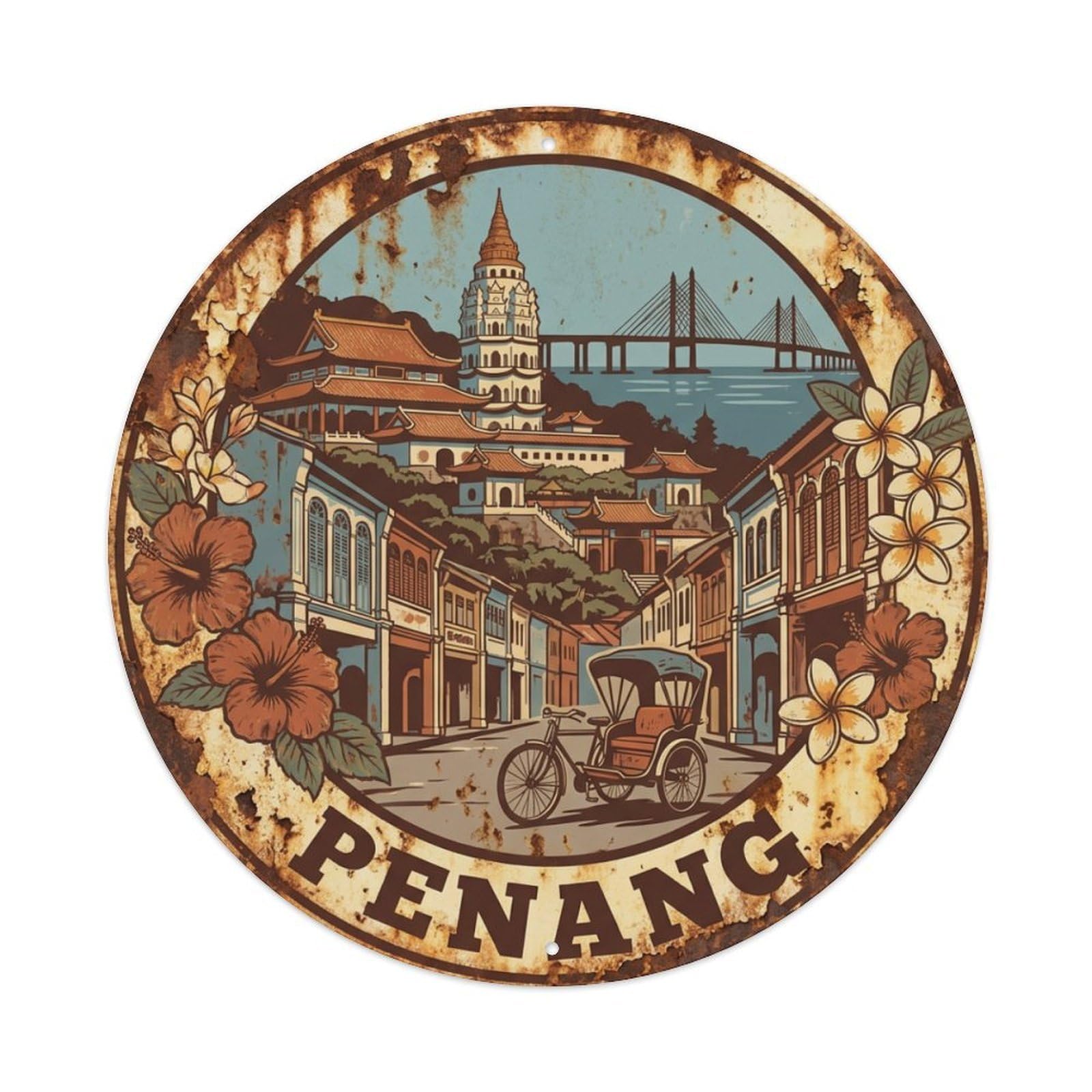 Travel Retro Malaysia Penang Metal Tin Sign