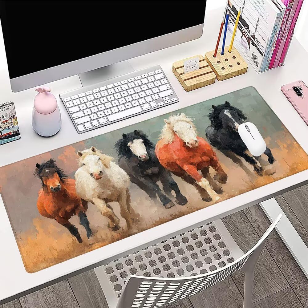 Tappetino Mouse Gaming xxl Accessori Scrivania Ufficio Grigio Cavallo Grande Tappetino Mouse e Tastiera Sottomano da Scrivania 1200x600x3mm Base Antiscivolo, per PC Gamer Laptop Studio Casa d-679