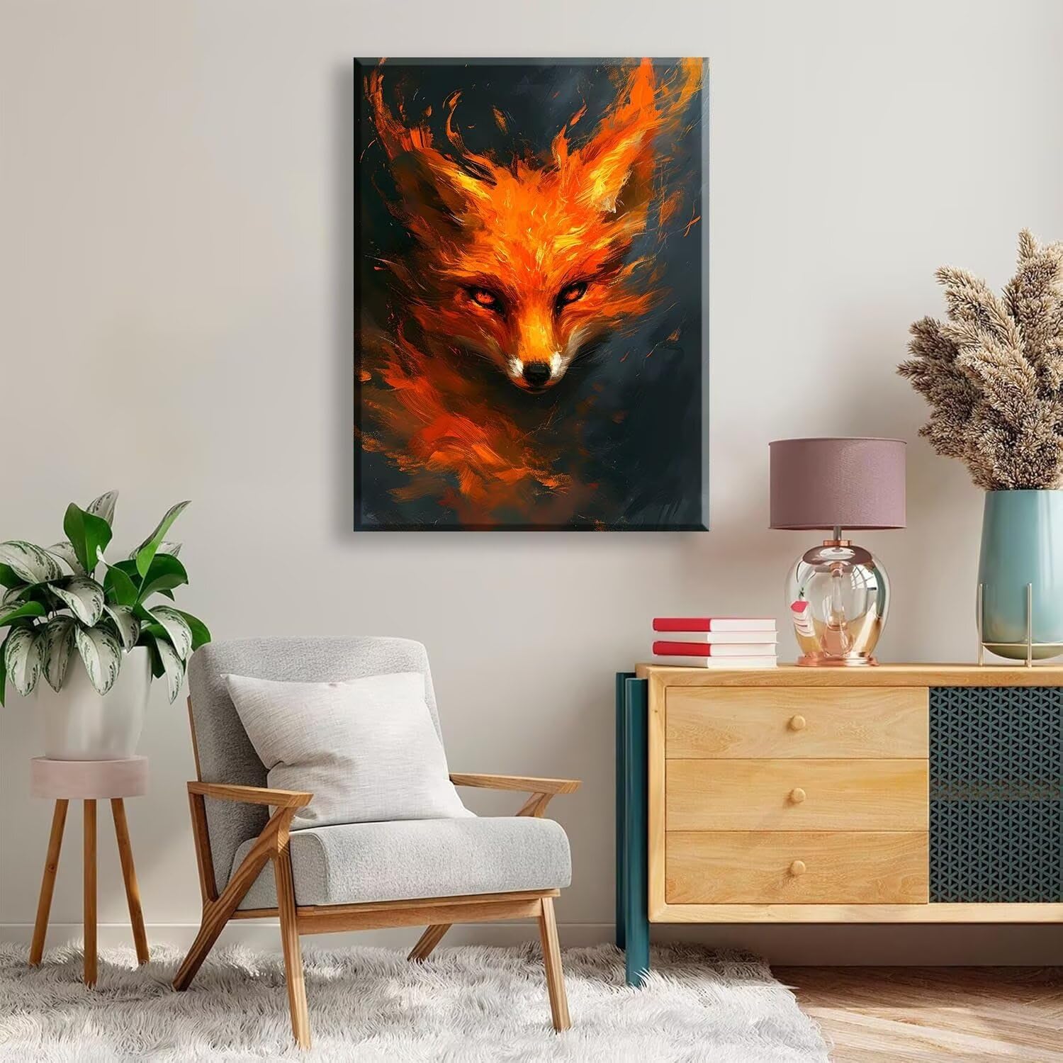 Malen nach Zahlen für Erwachsene und Kinder, Motiv: Fuchs, Bastelset, groß, 90 x 120 cm, Leinwand, Ölgemälde nach Zahlen, kein Rahmen enthalten