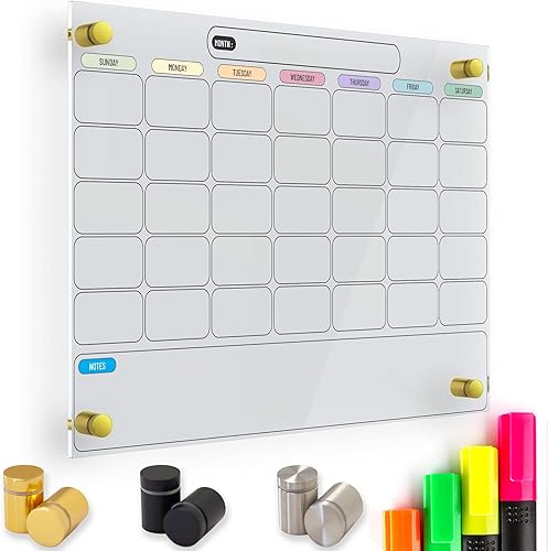 Calendario acrílico para pared, calendario de pizarra blanca de borrado en seco, alternativa al calendario de vidrio transparente, tablero no