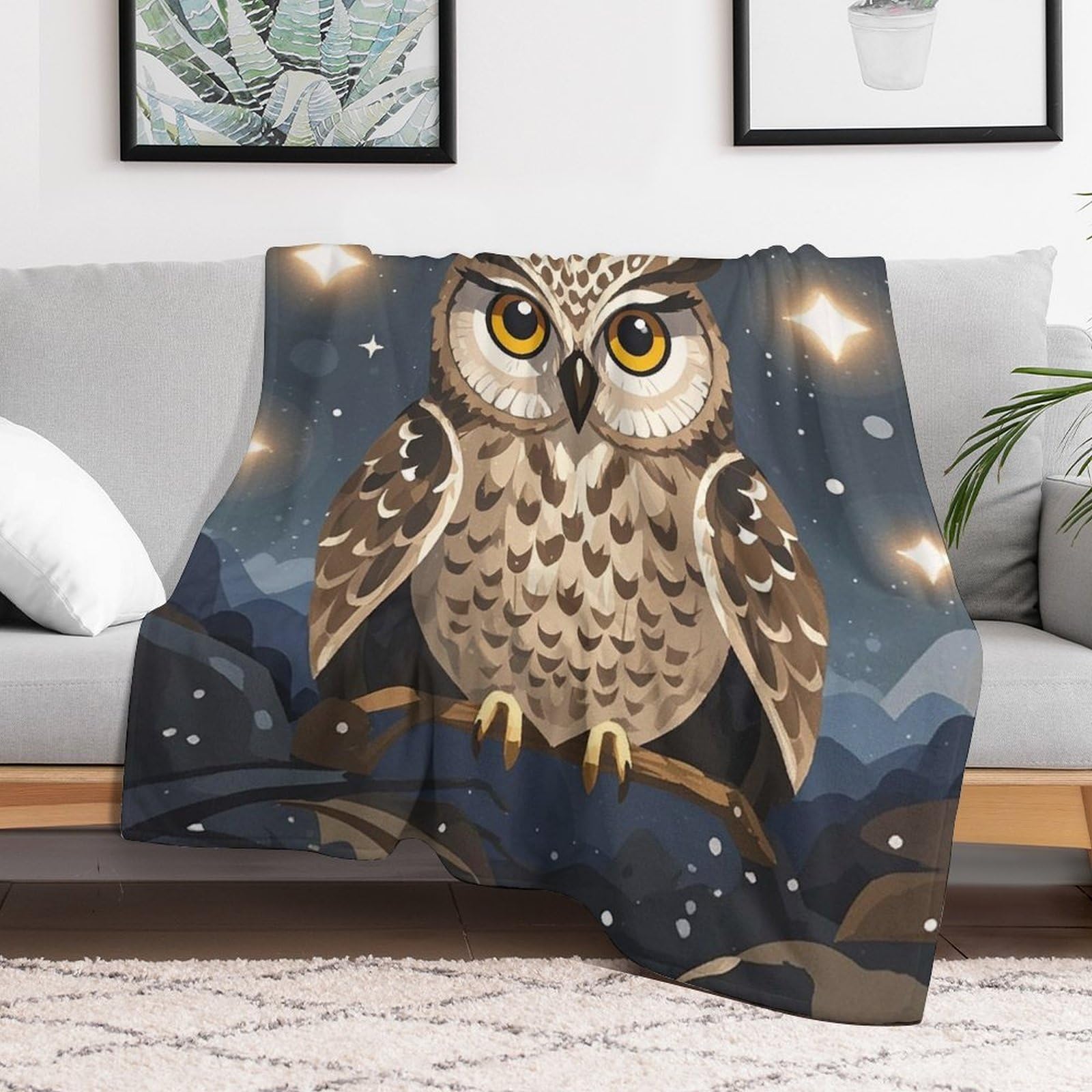 Couverture polaire dessin animé hibou pour des nuits calmes et douces