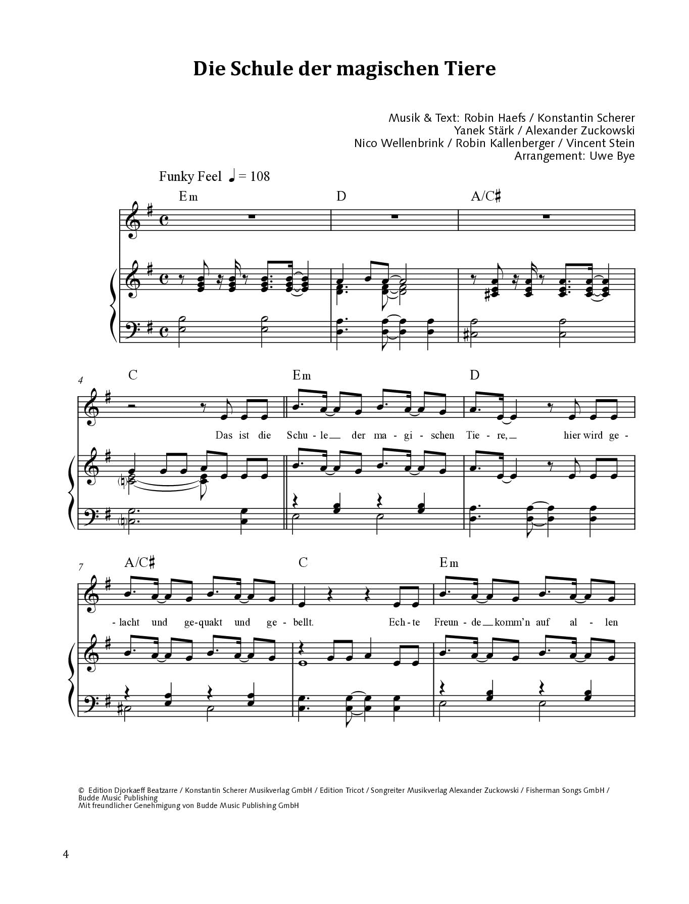 Die Schule der magischen Tiere 2: Das Songbook zum Film. 2. Gesang/Blockflöte, Klavier. Spielbuch.