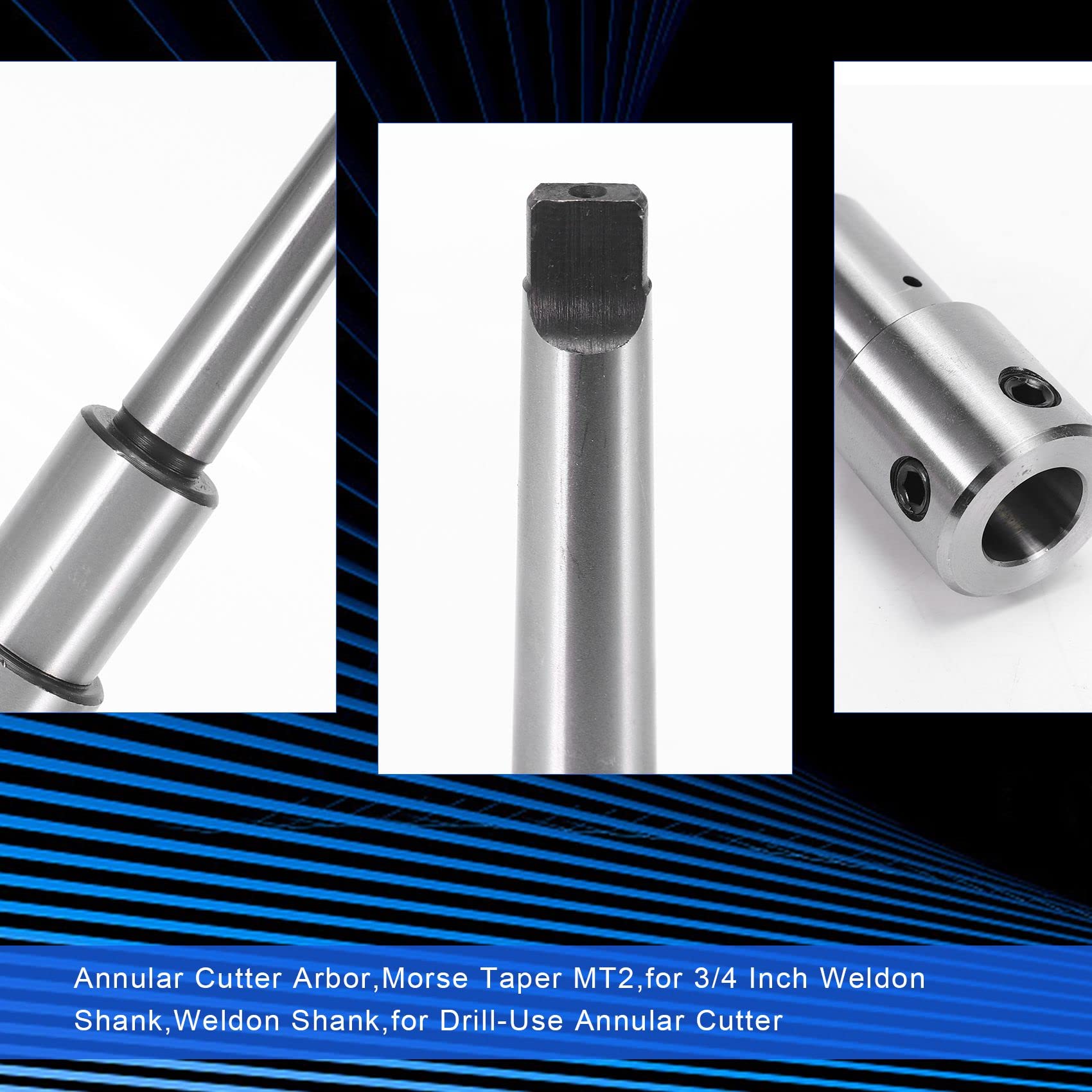 Eje de corte anular con cono morse MT2 para cuchillos anulares con cola de 3/4 pulgadas, en taladro